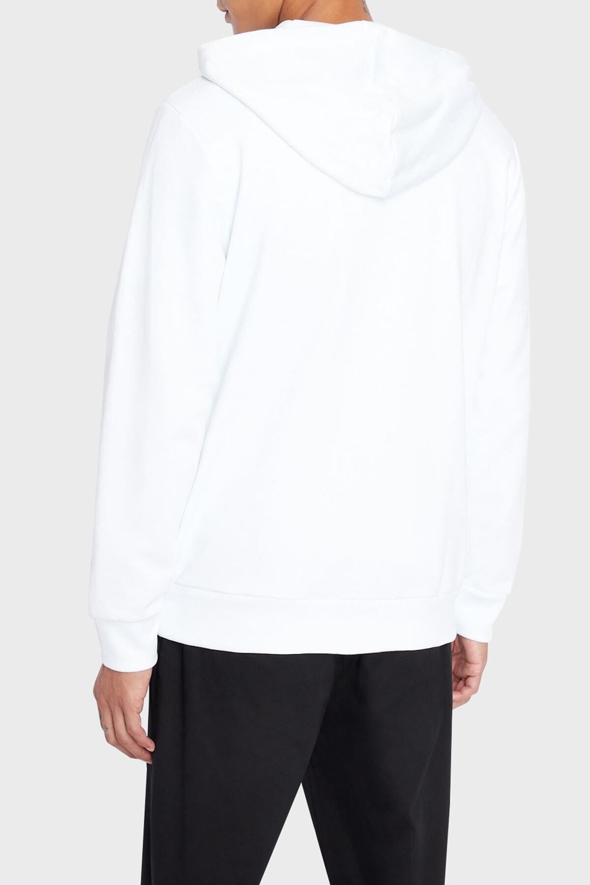 سویشرت سفید مردانه آرم معمولی مناسب زیپ دار جیب پیراهن 6lzmaw zjfaz 1100 Armani Exchange