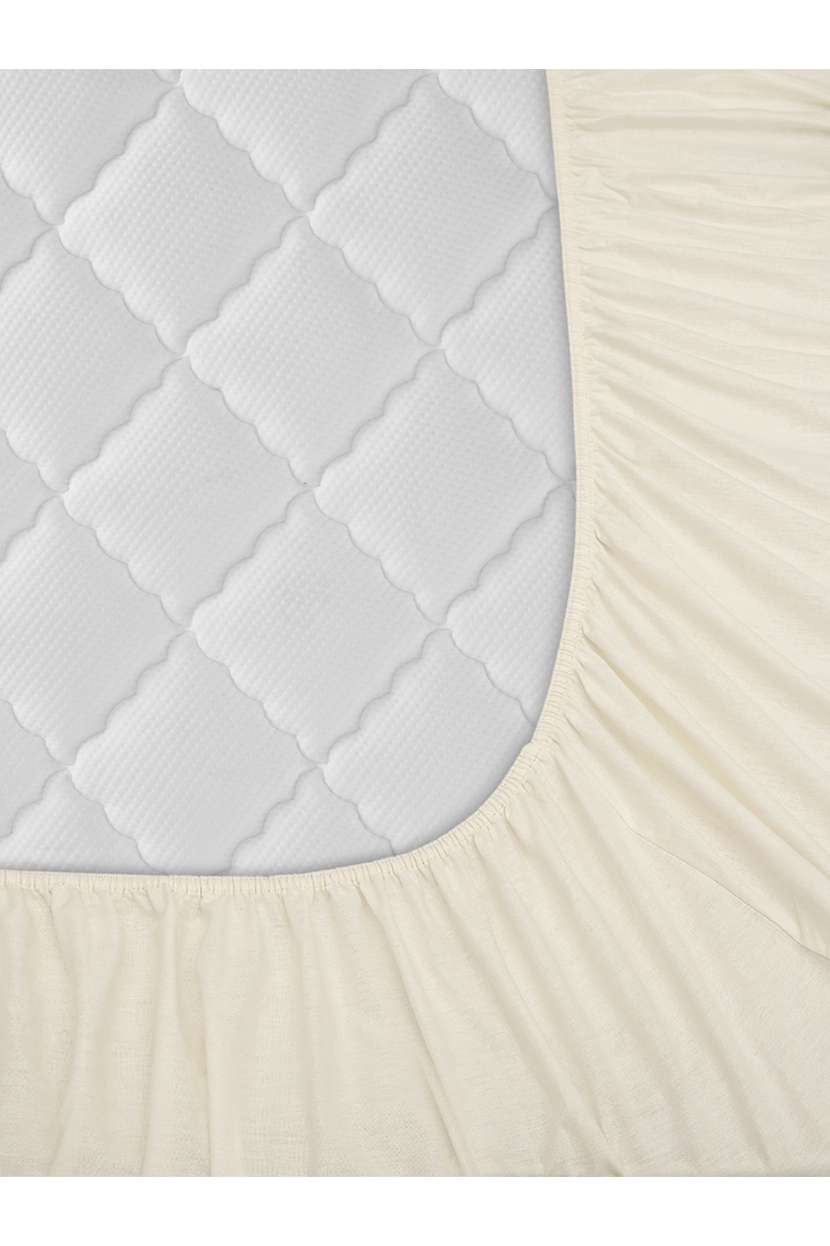 ست ملحفه دو نفره نود Ranforce Double Wheets Cream 160x200 سانتی متر Karna Home