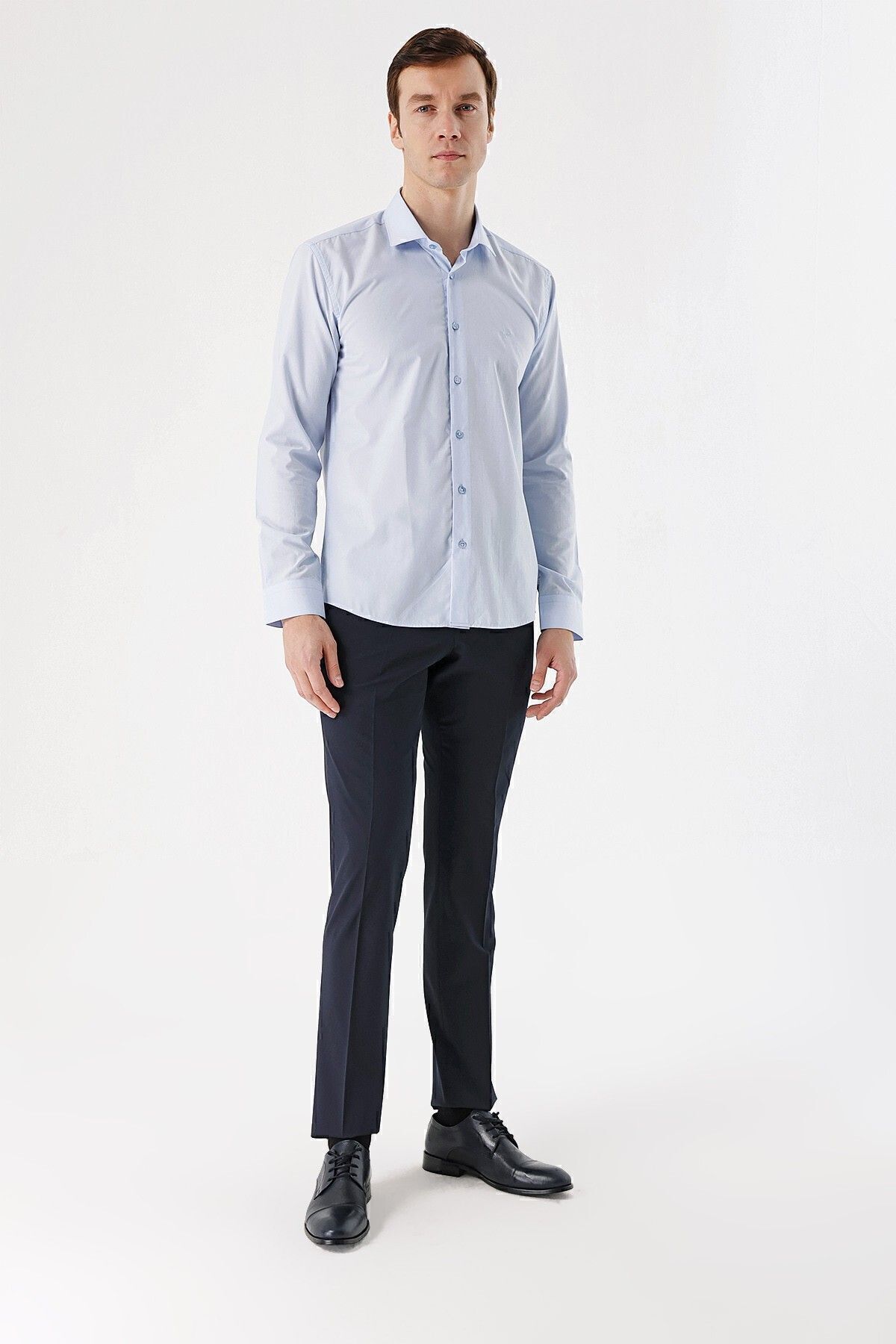 Morven-Мъжка A. Blue Basic Slim Fit риза 4