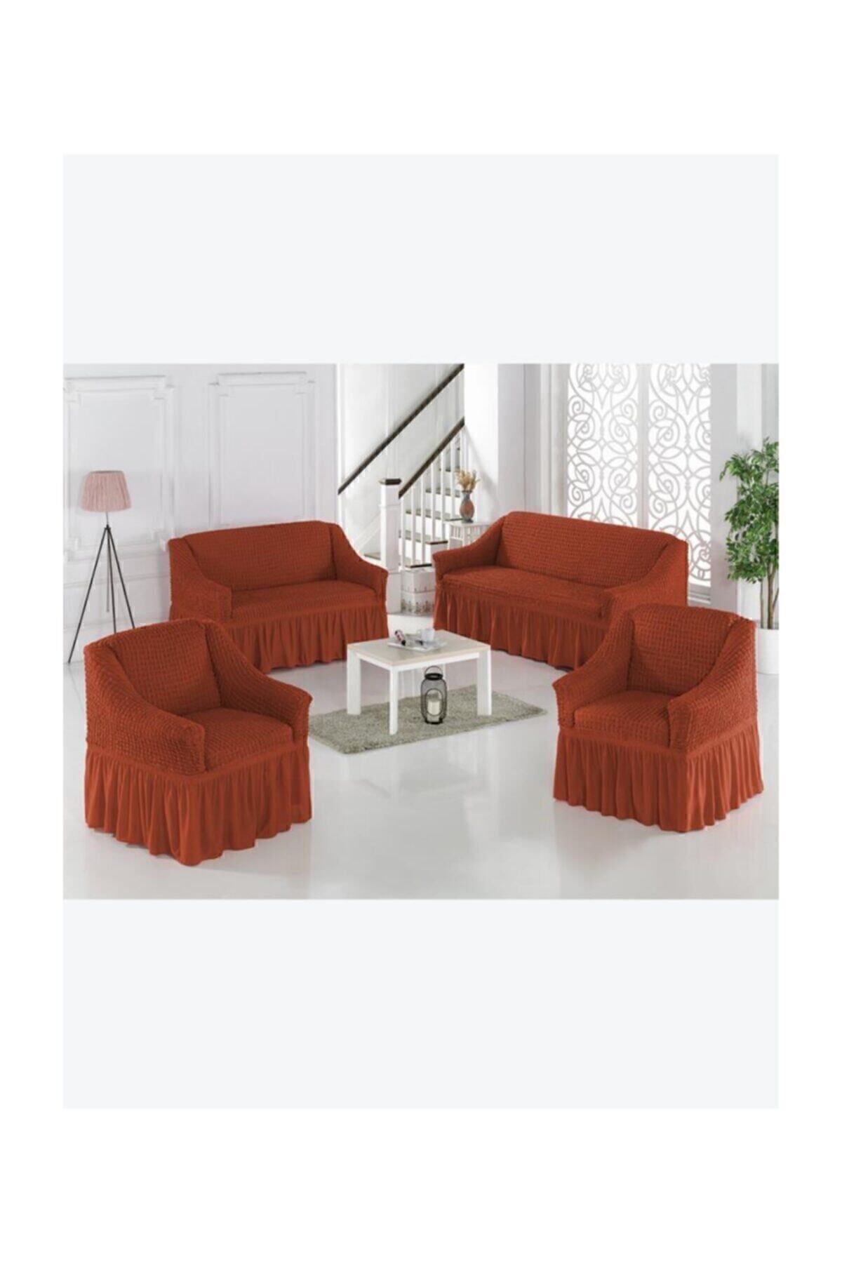 روکش مبل سفید پنبه 3+2+1+1 صندلی Kremit Karna Home