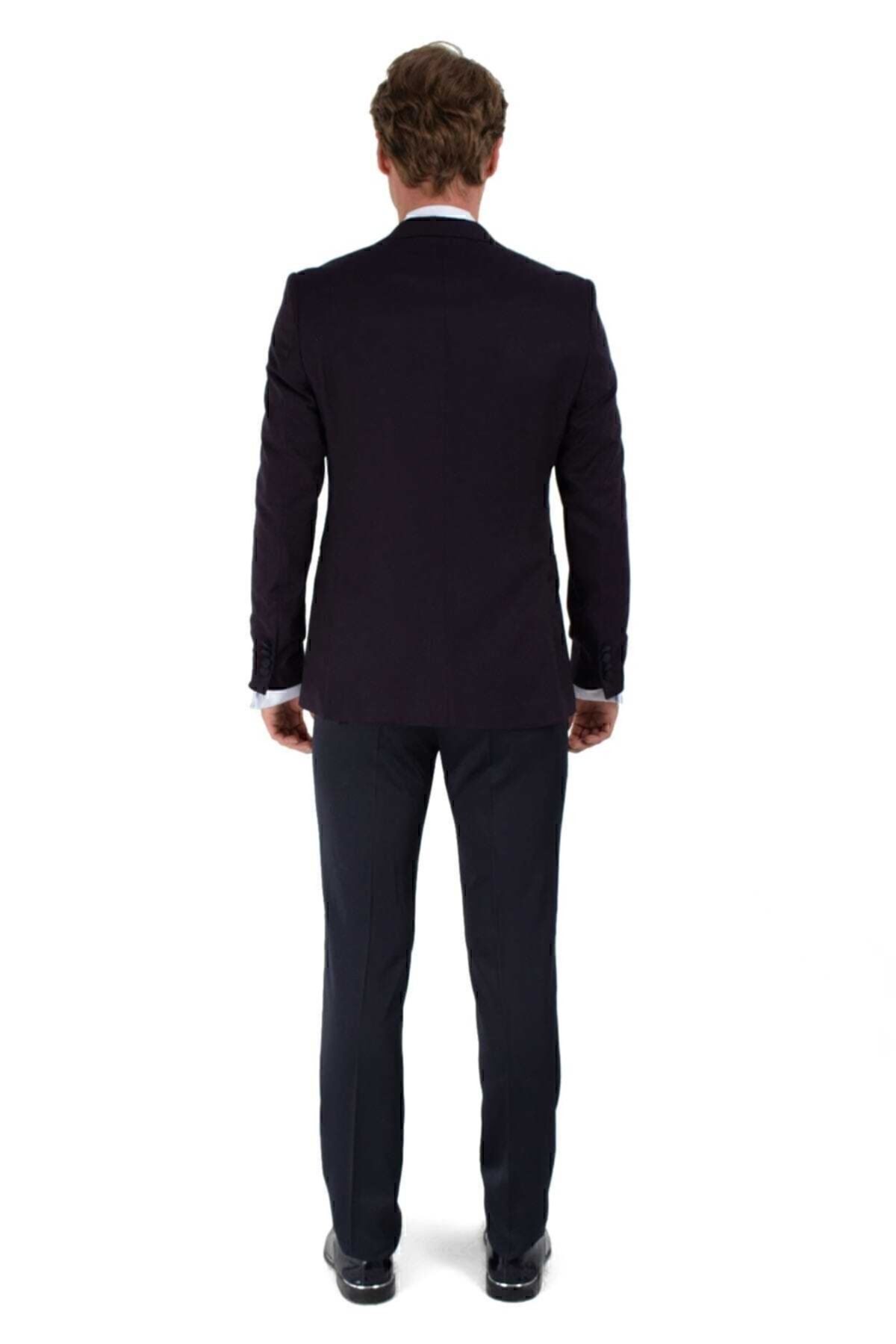 اسموکینگ آبی مردانه SLIM FIT داماد لباس دریایی Morven