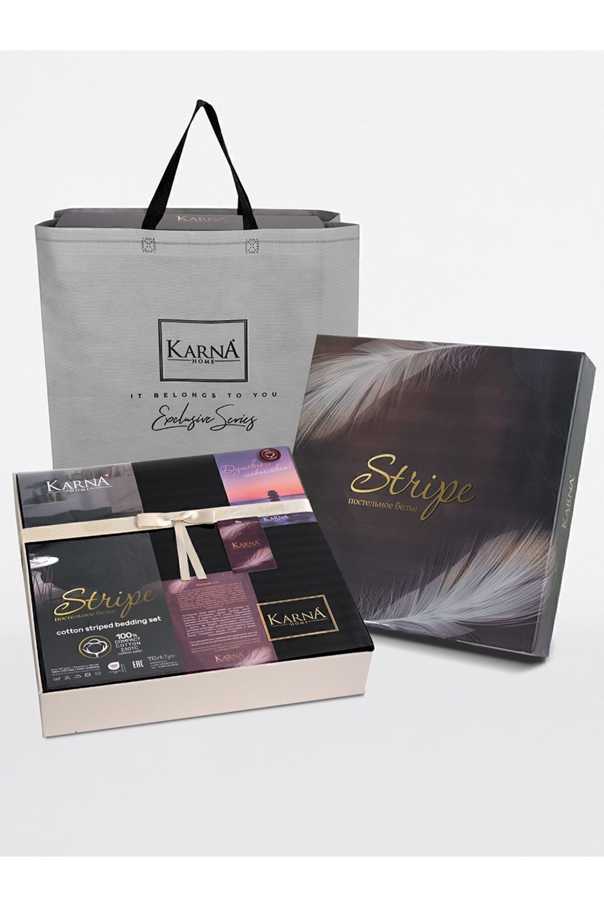 کاور لحاف دو نفره مشکی نوار دوتایی ساتن پنبه ای راه سیاه Karna Home
