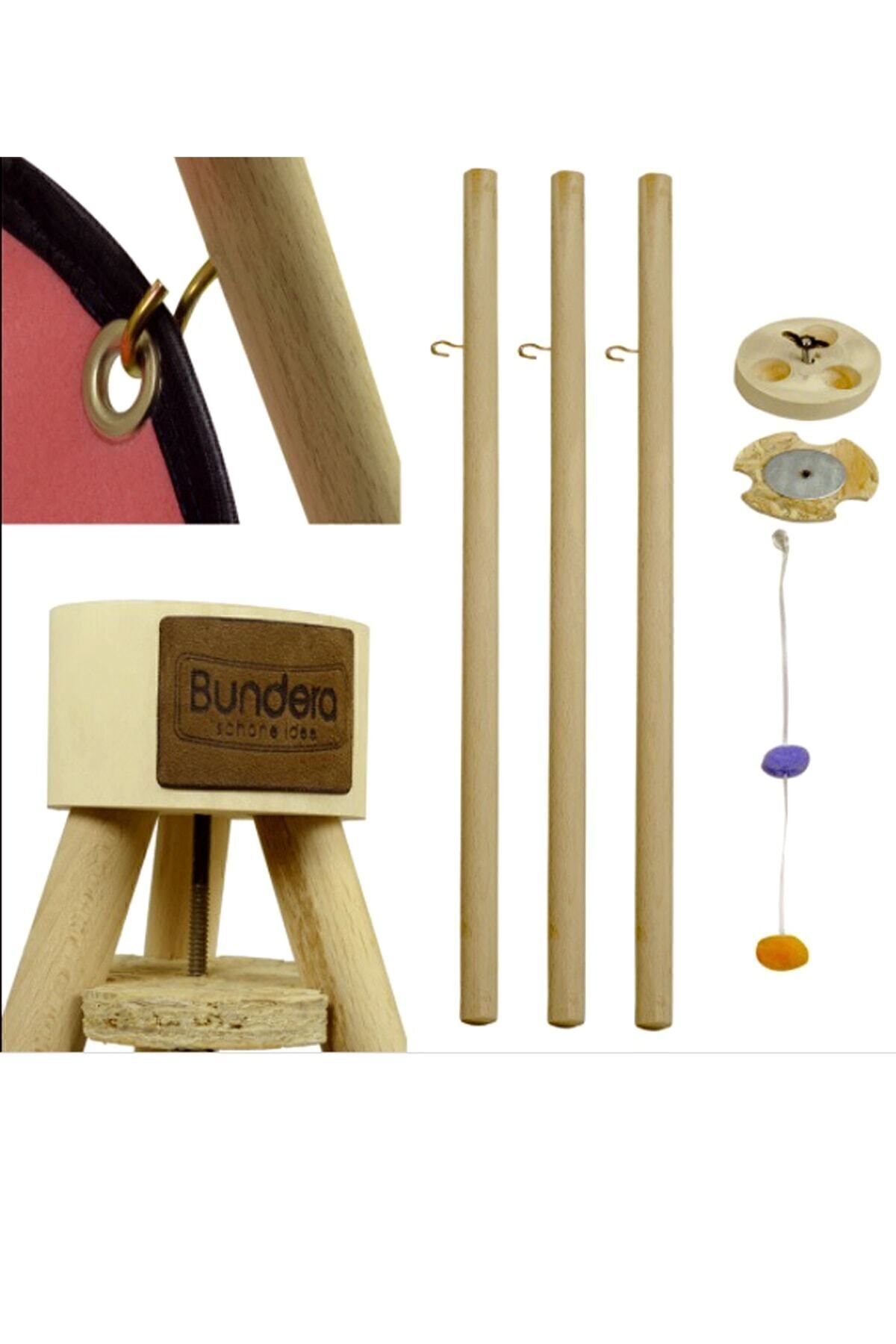Bundeba-Pyramid Cat Bed Hammock House Wooden Tripod Pet Hammock Swing Dog Bed Cat Scratching 4