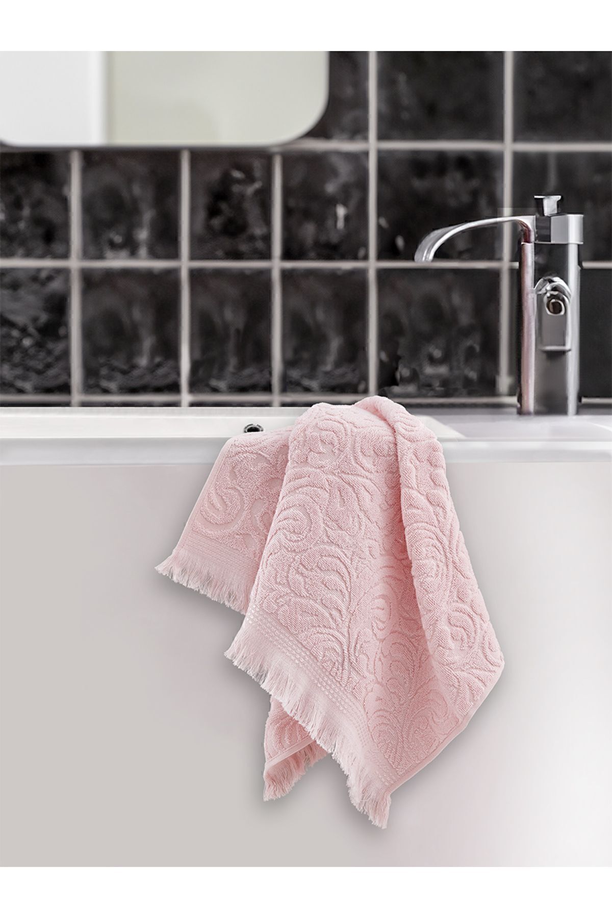 حوله آشپزخانه صورتی ESRA JACQUARD با 50x90 سانتی متر Karna Home