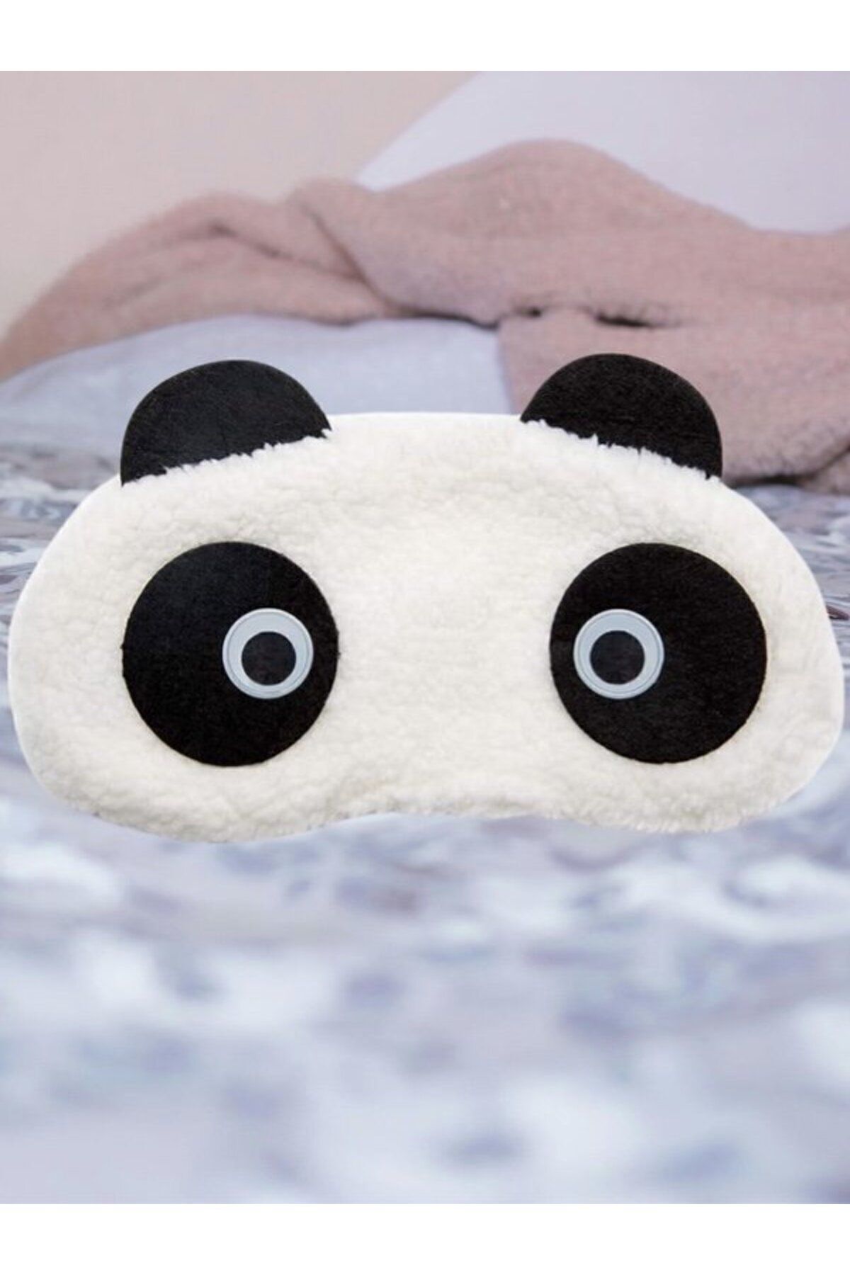MAZEN Yıkanabilir Uyku Maskesi Göz Bandı Peluş Panda Model Unisex