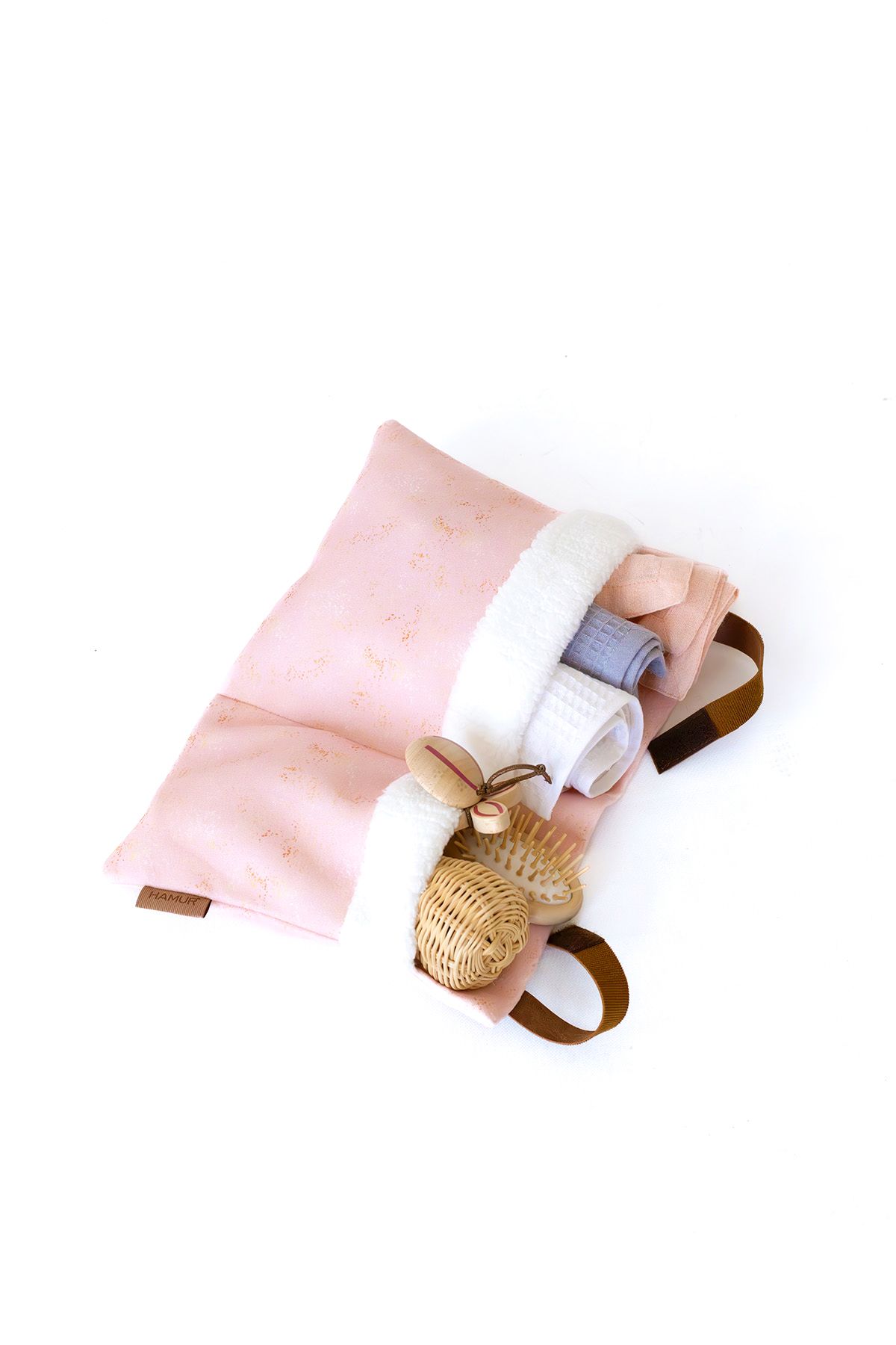 HAMUR Pratik Askılı Organizer Bebek Arabası Beşik Kenar Fluffy Organizer Solid P. Pembe fotoğrafı 2 (önizleme)