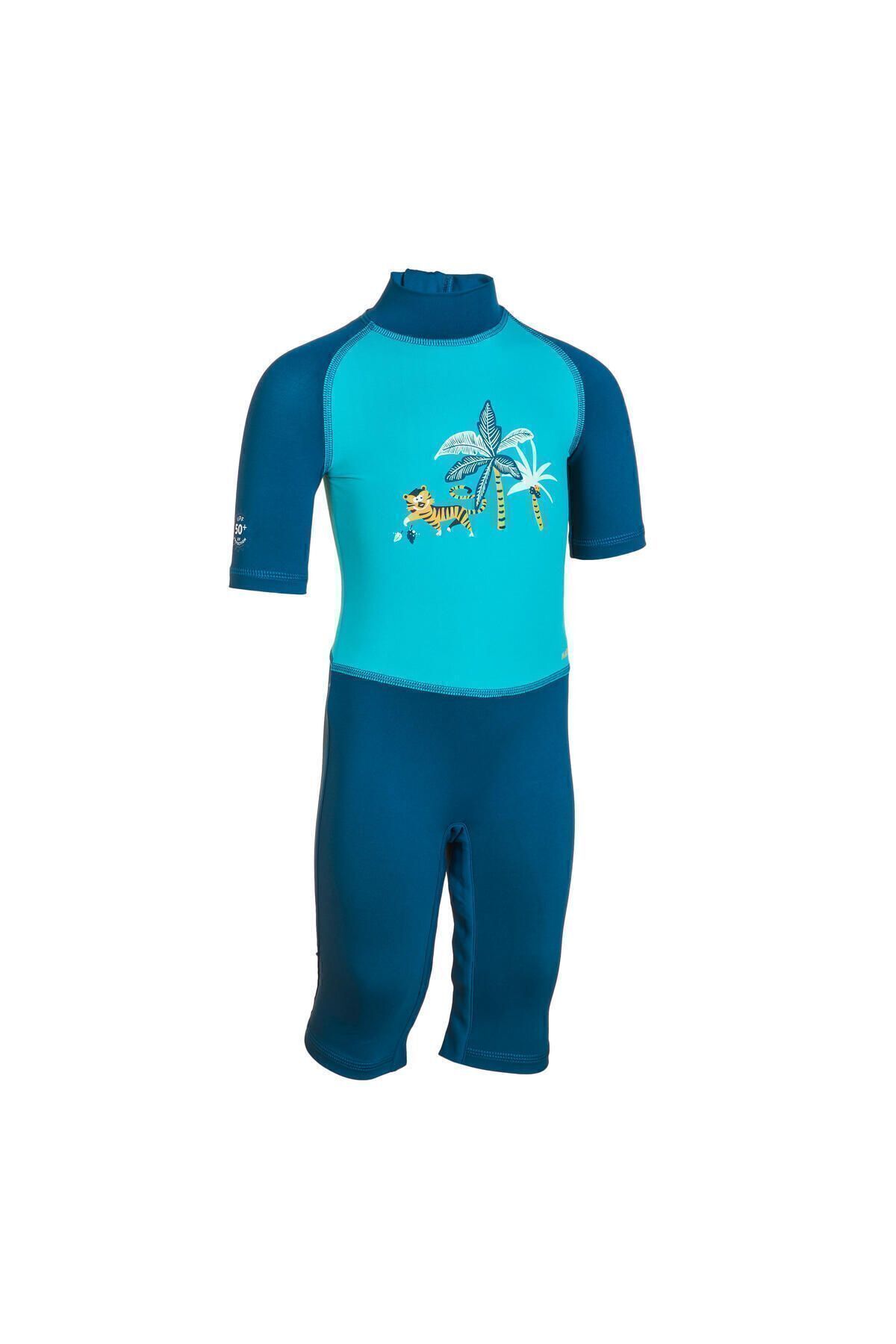 Decathlon Bebek Cocuk Uv Korumal K sa Kollu Wetsuit Bask l Mavi