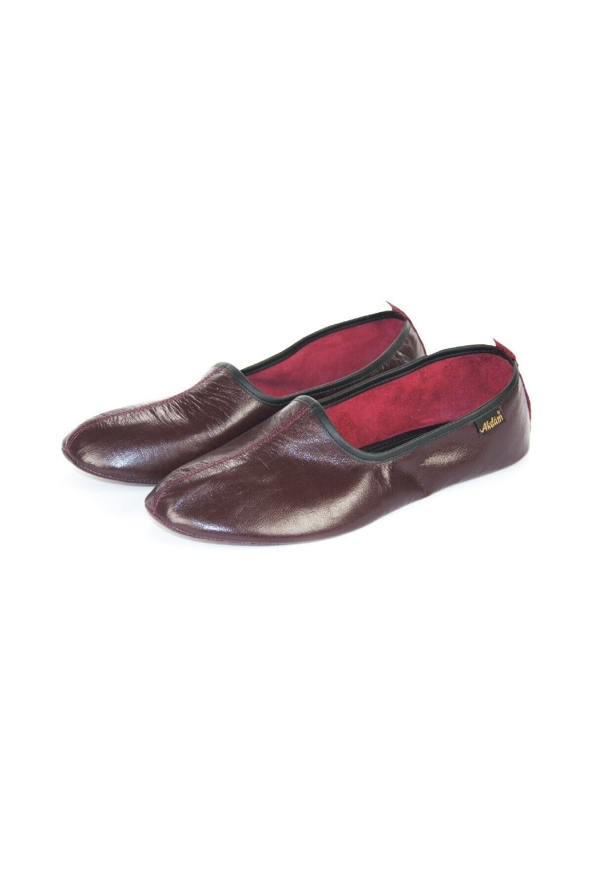 Akdam-Claret Red 100% kůže Hajj Umrah Tawaf boty a domácí obuv 2