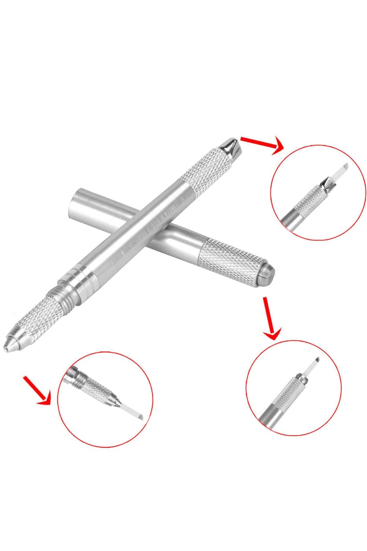 Kalıcı Makyaj Microblading Uygulaması Için 3 Başlı Kalem — نقره‌ای arm3bş1 — تصویر 6 از 6
