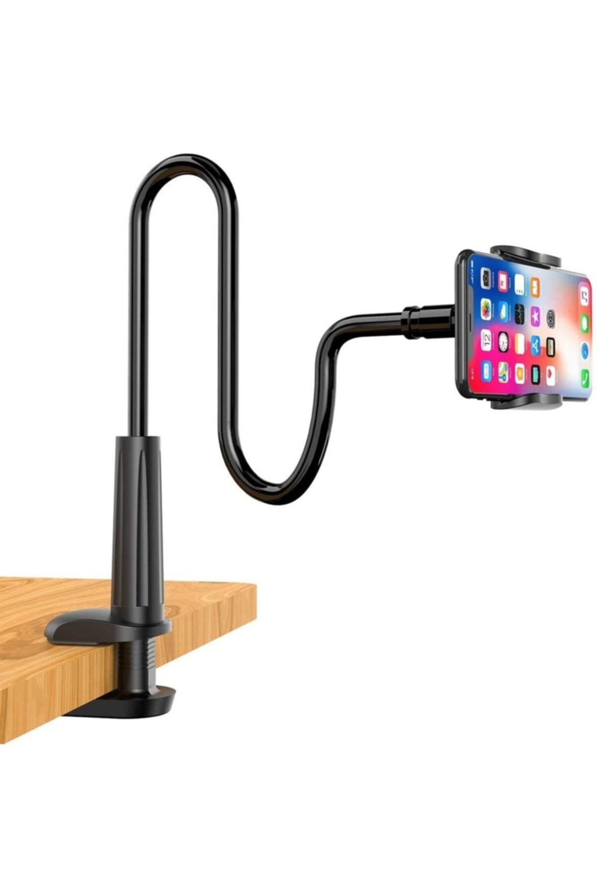 Masaüstü Akrobat Telefon ve Tablet Tutucu Stand 360 Derece Oynar Başlıklı Siyah