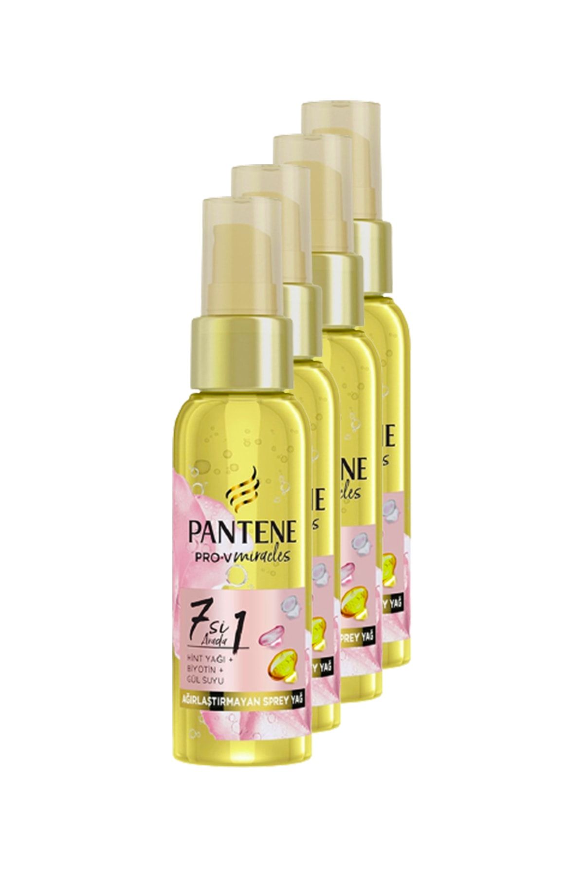 Pro-v 7 in 1 روغن کرچک بیوتین گلاب اسپری موی غیر وزن کننده روغن 100 میلی لیتری ست 4 تایی Pantene
