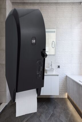 Siyah Manuel Kollu Dirsek Temaslı Hareketli 21 Cm Makine Havlusu Banyo Ve Mutfak Aparatı Dispanseri VL-K8B