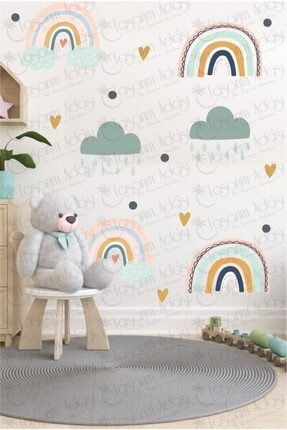 Gökkuşağı Bulut Ve Kalpler Çocuk Odası Duvar Sticker TA-CS187