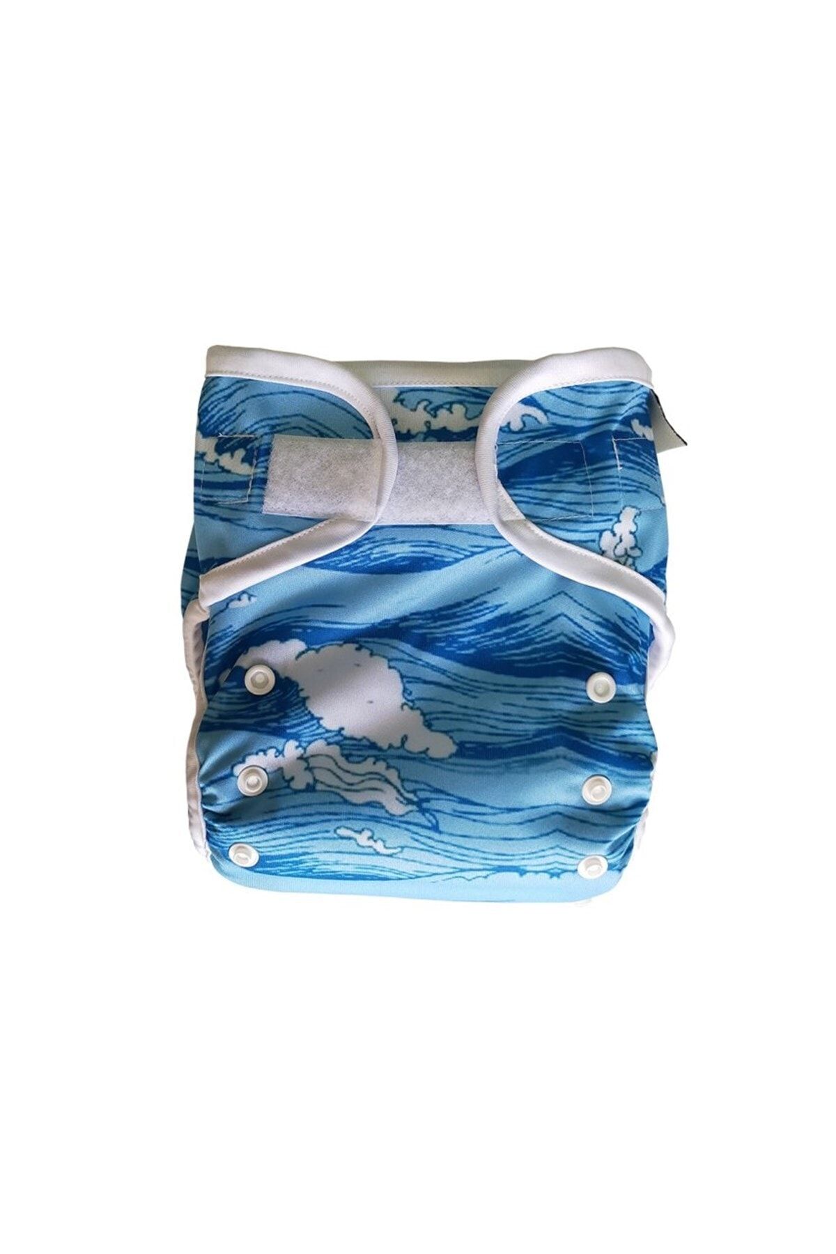 Lulunun Renkleri Cırtbantlı Beden Ayarlanabilir Yıkanabilir Bebek Bezi Külodu + Iç Ped-mavi(4-15kg)