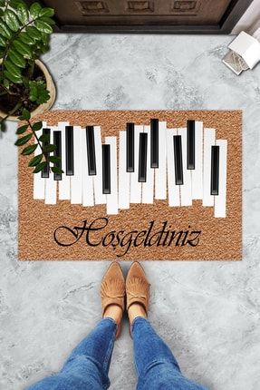 Piyano Hoş Geldiniz Dekoratif Kapı Önü Paspası KOP-A3