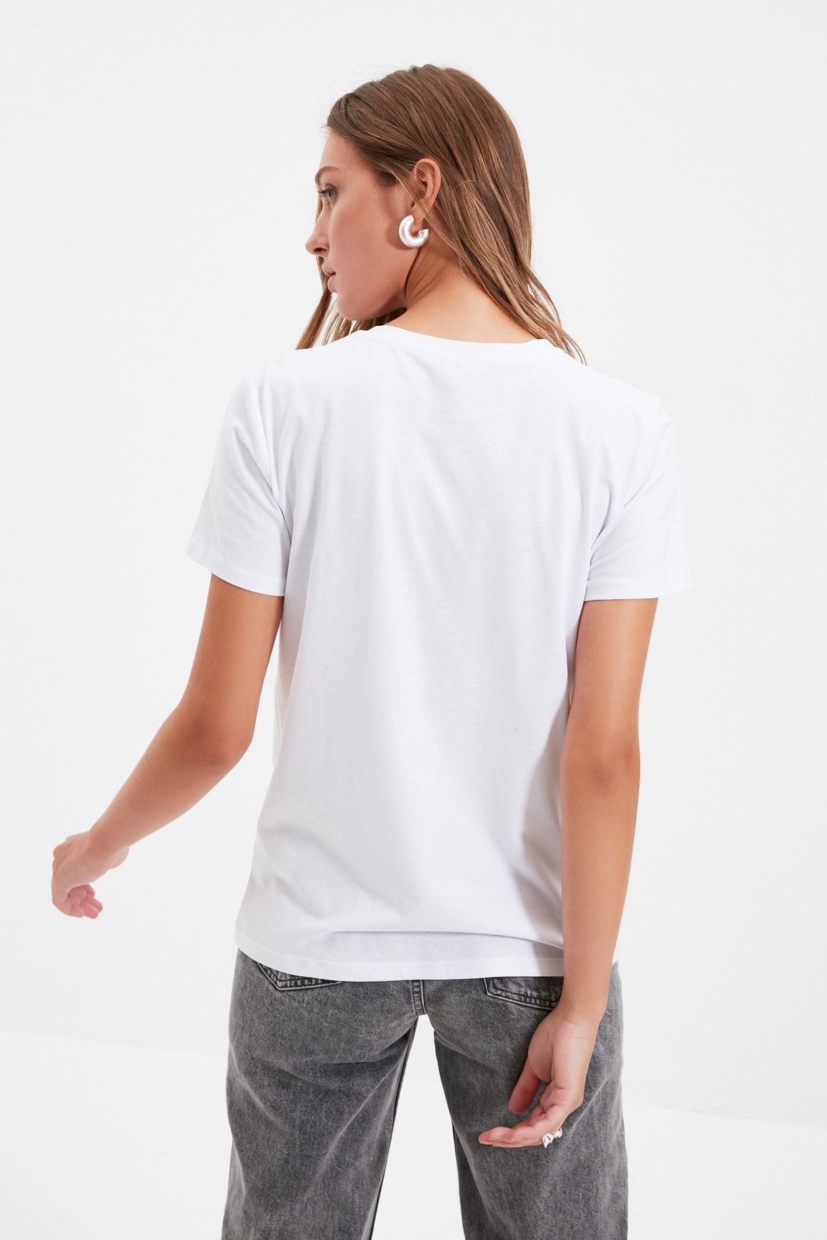 Çok Renkli %100 Pamuk Süprem Bisiklet Yaka 2'li Paket Örme T-Shirt TWOSS20TS0141