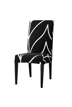 Siyah Çizgi Desenli Kadife Sandalye Örtüsü (6 ADET) dj_001