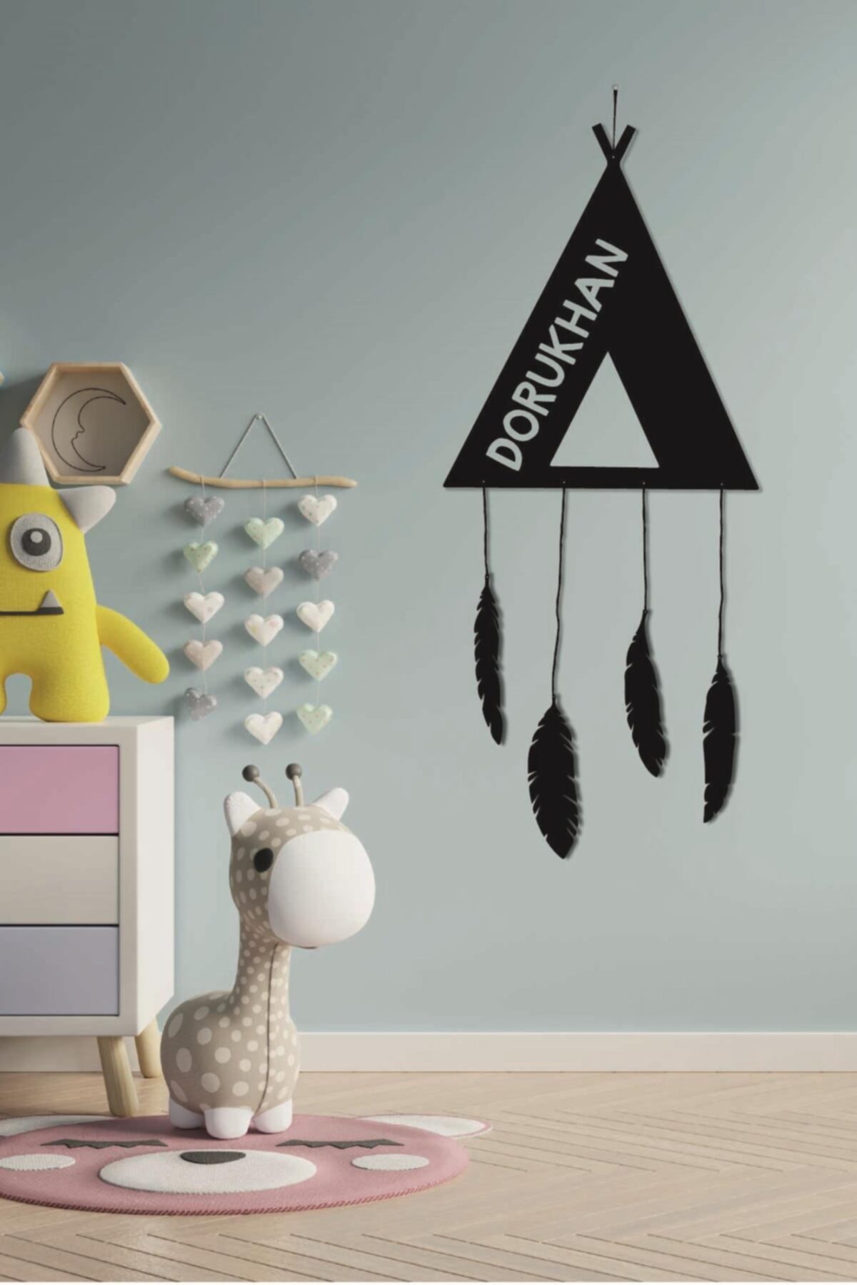 AVMmarketim Çocuk Odası Tablo Kızıldereli Çadırı Duvar Tablosu Çocuk Ismine Özel fotoğrafı 6 (önizleme)
