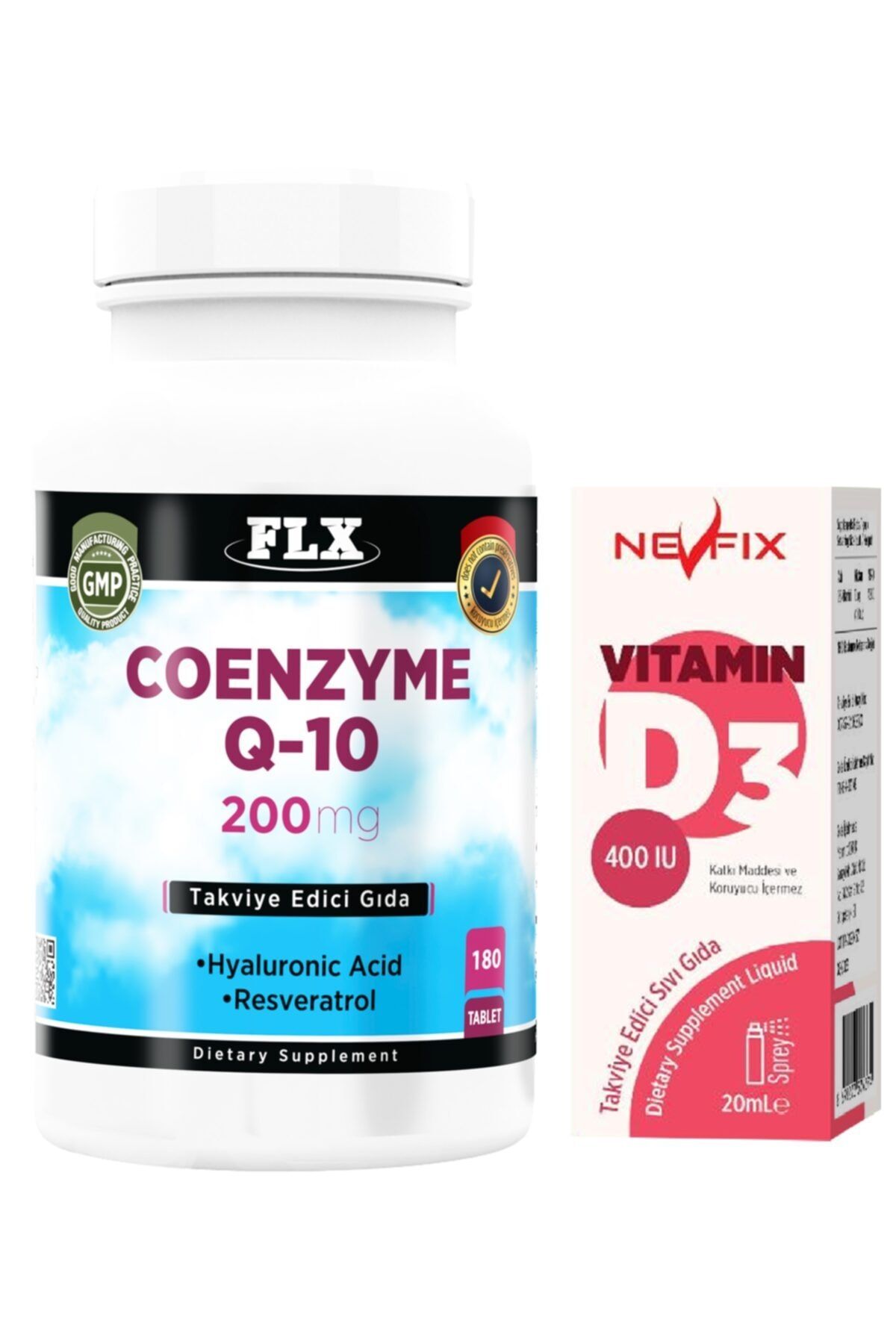 FLX Coenzyme Q-10 200 Mg Hyaluronik Asit 180 Tablet Nevfix D3