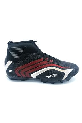 W 50 Erkek Siyah Kırmızı Futbol Krampon Ayakkabı LDKRMPN23-W