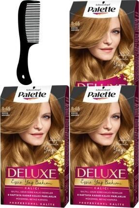 Deluxe Yoğun Renkler Saç Boyası 8-65 Kahve Köpüğü X 3 Adet + Saç Açıcı Tarak iadelpal-3