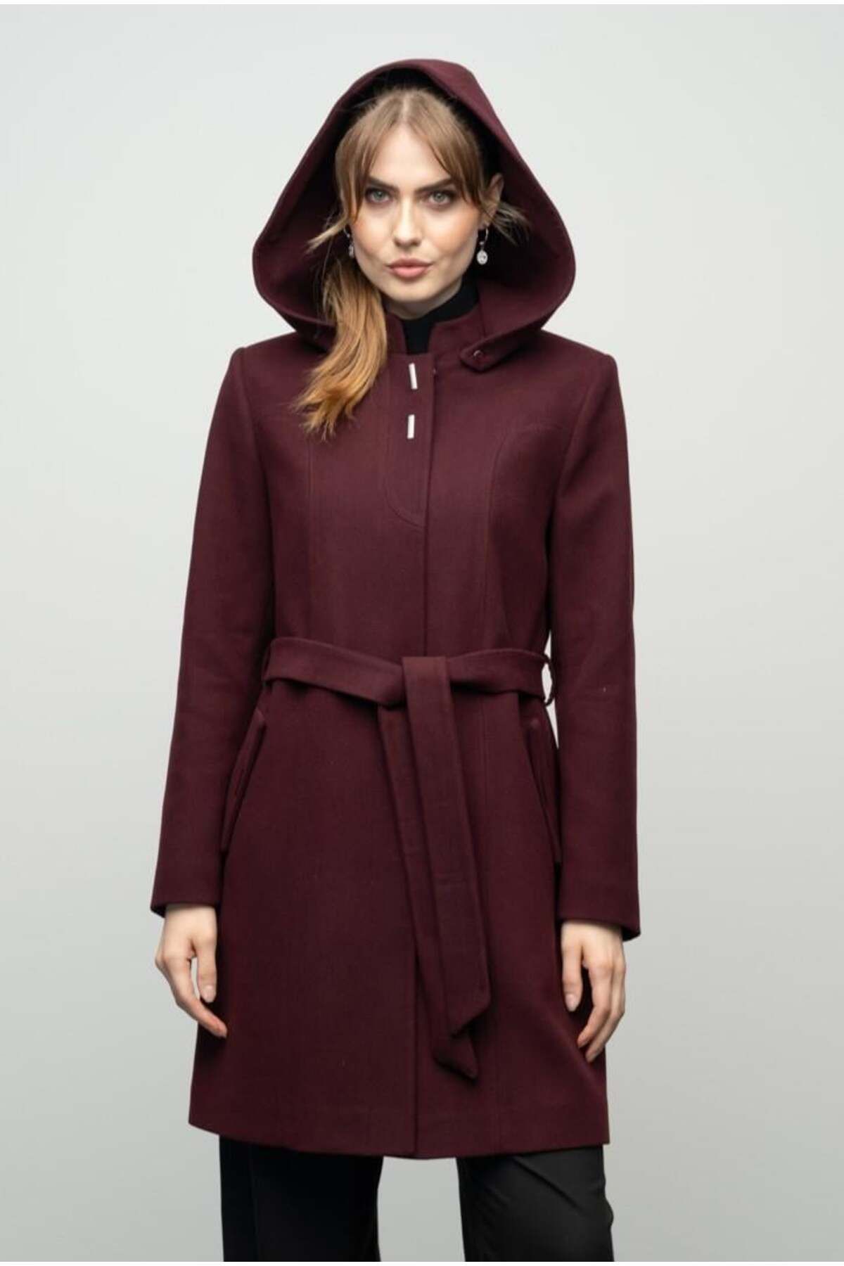 Olcay-Removable Hooded Coat with Metal Snap Accessory - A.MURDUM 3021 4