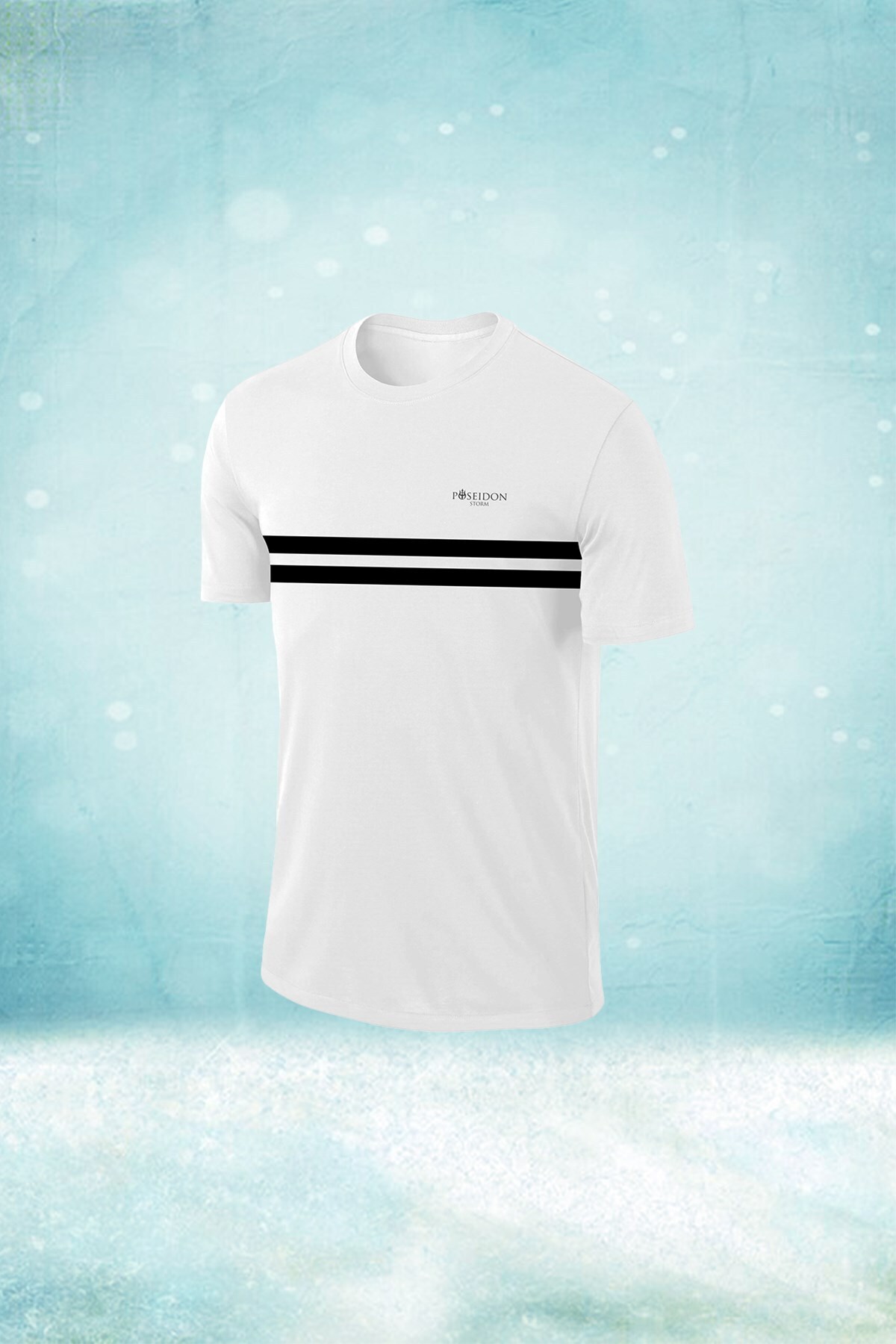 پوزایدون استورم تی‌شرت آستین کوتاه مردانه سفید Dri-Fit، یقه گرد ساده، سایز S-3XL