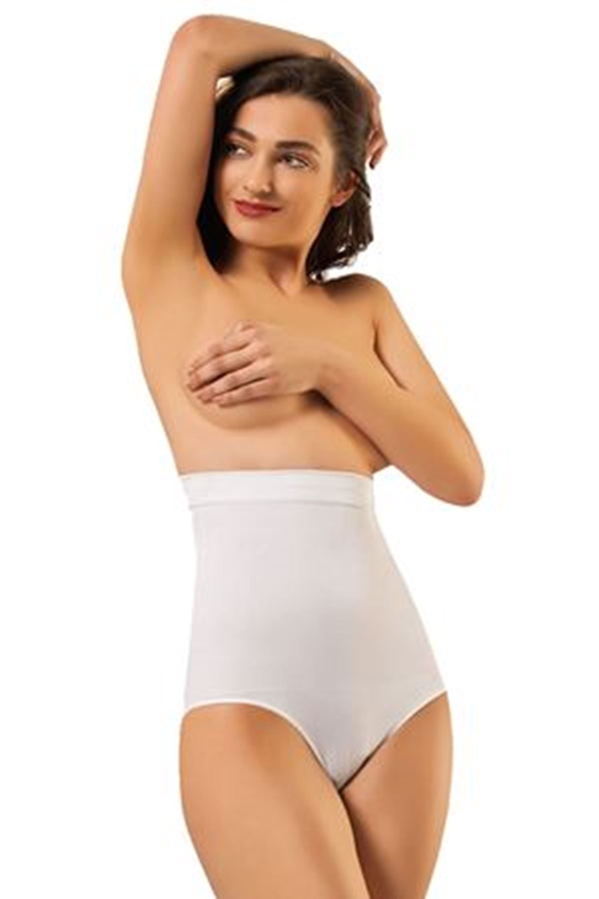 colezium Beyaz Kadın Dikişsiz Slip Korse