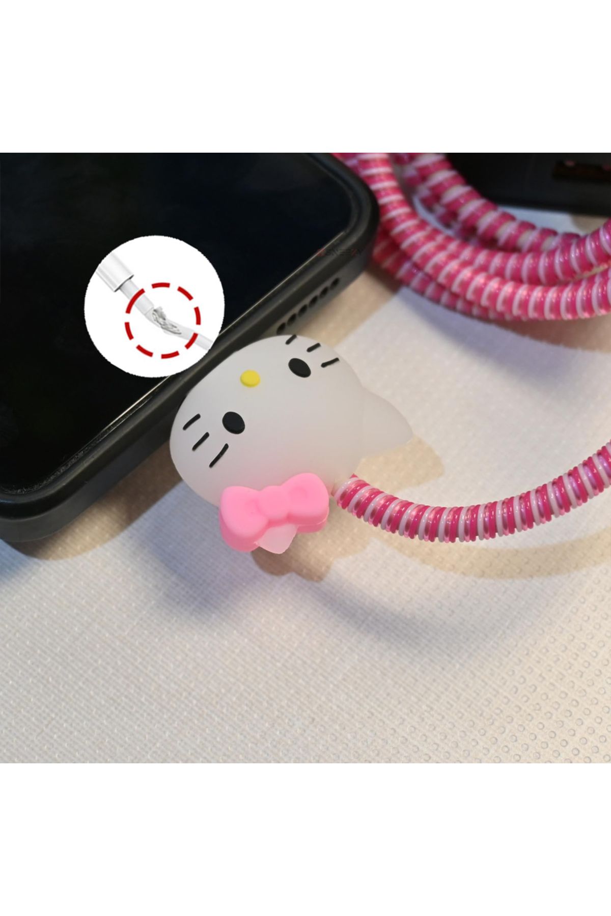 Sneezy-Iphone, Oppo, Xiaomi 3 in 1 Spiral Cable Protector Set 3D Figured End and Spiral Cable Case 5