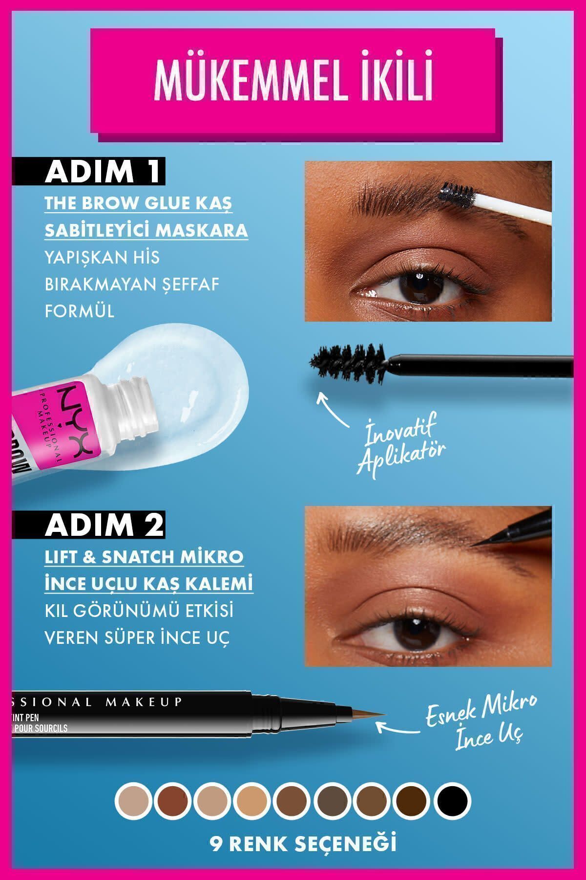 NYX Professional Makeup The Brow Glue Instant Brow Styler - Şeffaf Kaş Sabitleyici Maskara-5