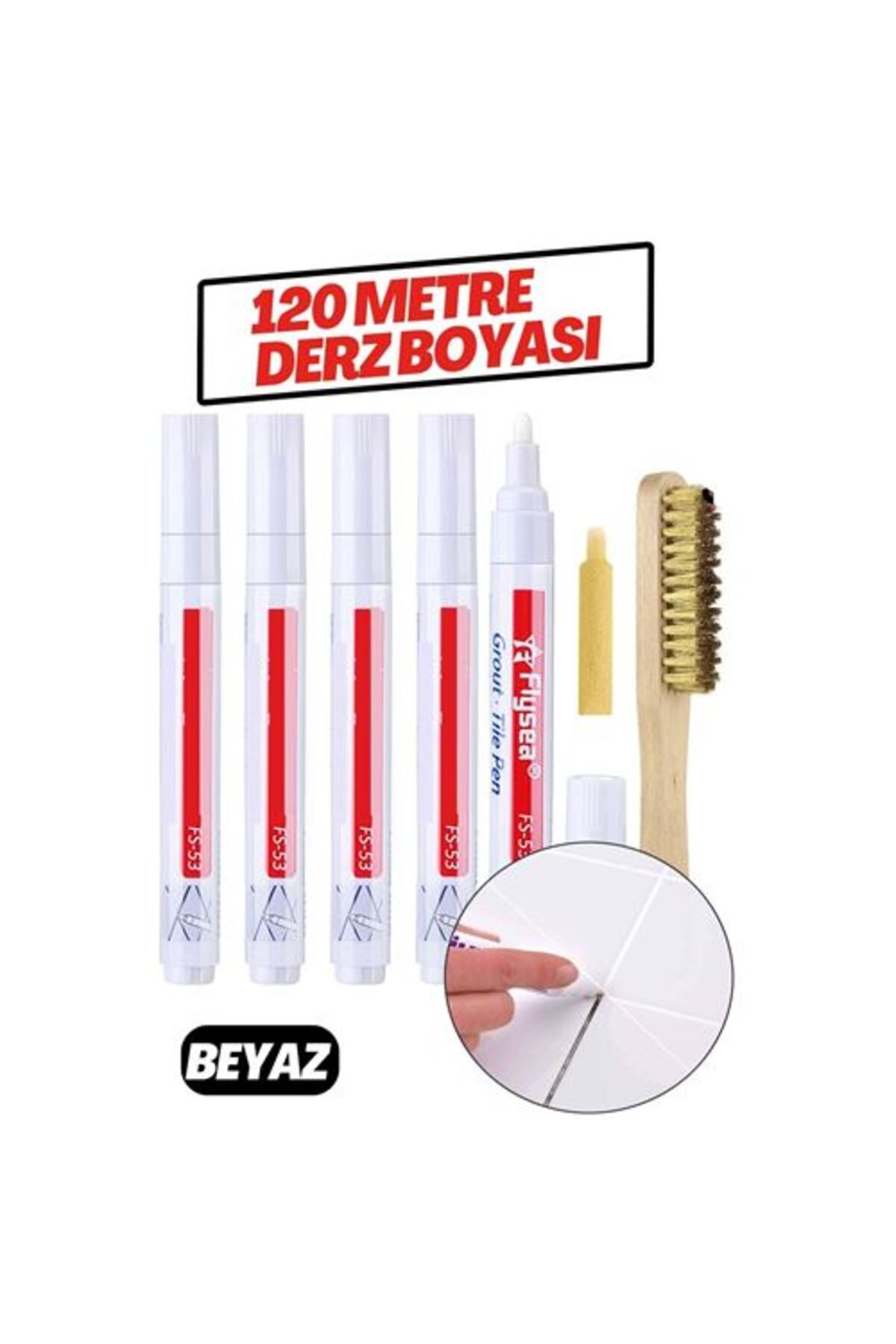 Store ModaCar Derz Arası 120 Metre Boyama Rötüş Kalemi BEYAZ