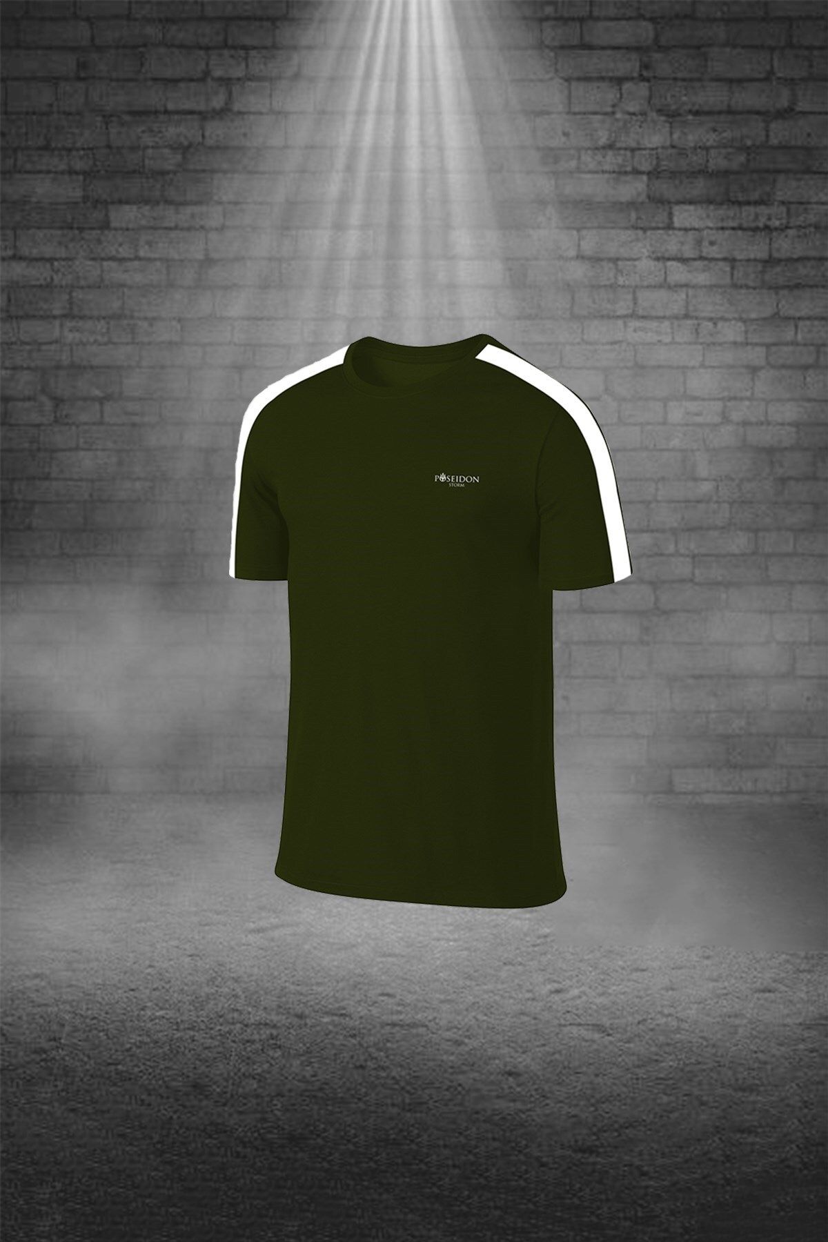 POSEIDON STORM-Мъжки комплект за бягане Over Size, в цвят каки, Dri-fit, обикновен, удобен, с джоб, тениска с къс ръкав, долна част и горна част (4x -1) 2