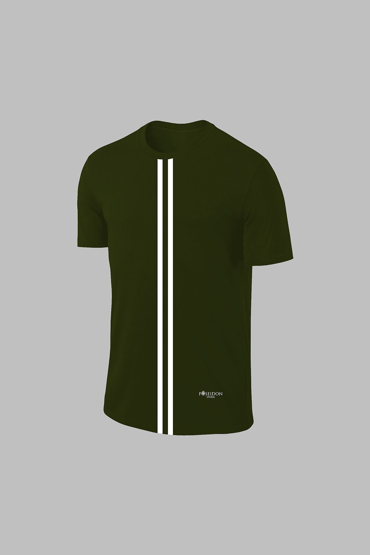 POSEIDON STORM-Мъжки комплект за бягане Oversize, цвят каки, Dri-Fit, обикновен, удобен, с къс ръкав, джоб и долна част (4XL-10) 2