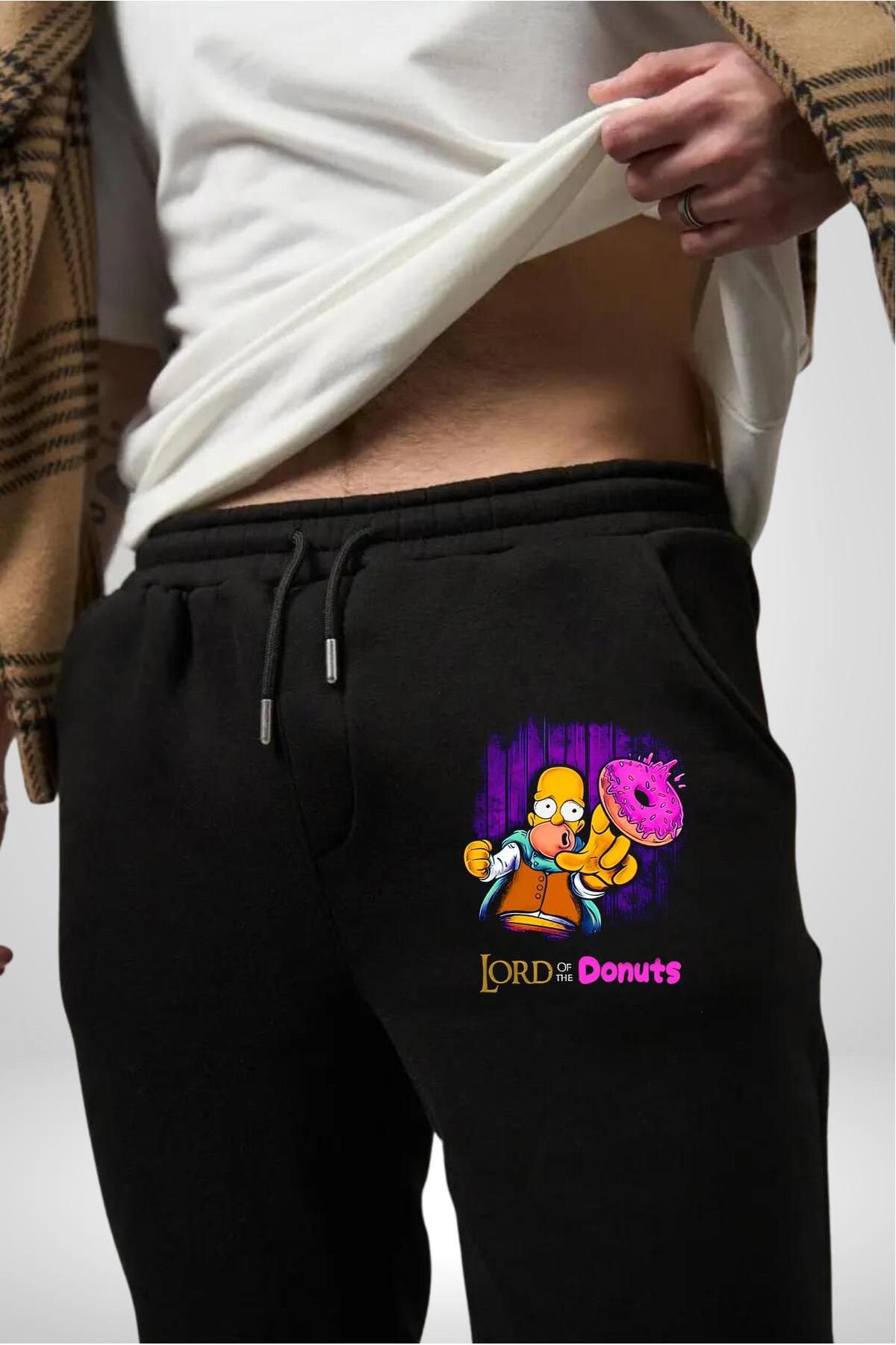 Angemiel-Lord Of The Donuts Simpson 3 - Fire pentru pantaloni de trening cu imprimeu negru pentru bărbați 7