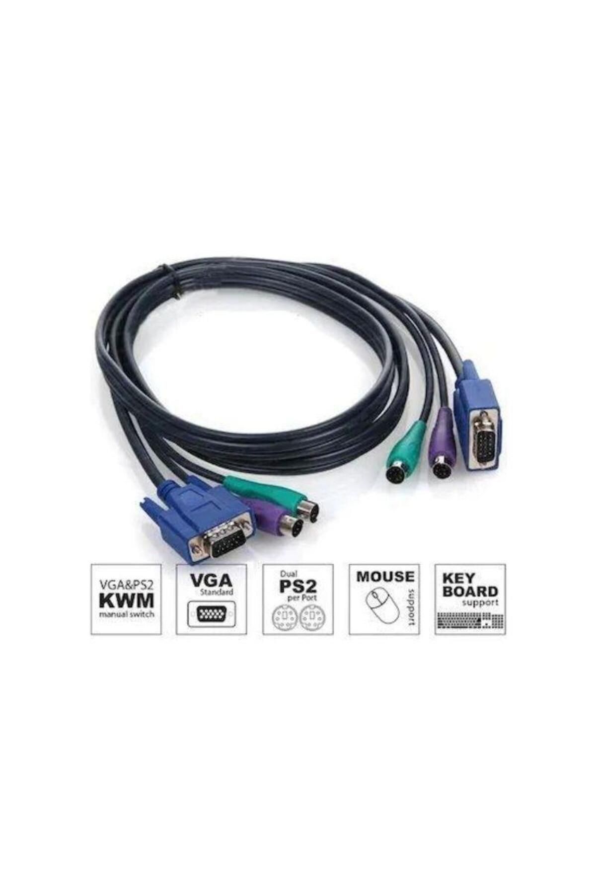 KEEPRO 3 metre kvm kablo erkek erkek 3 metre kvm switch kablosu