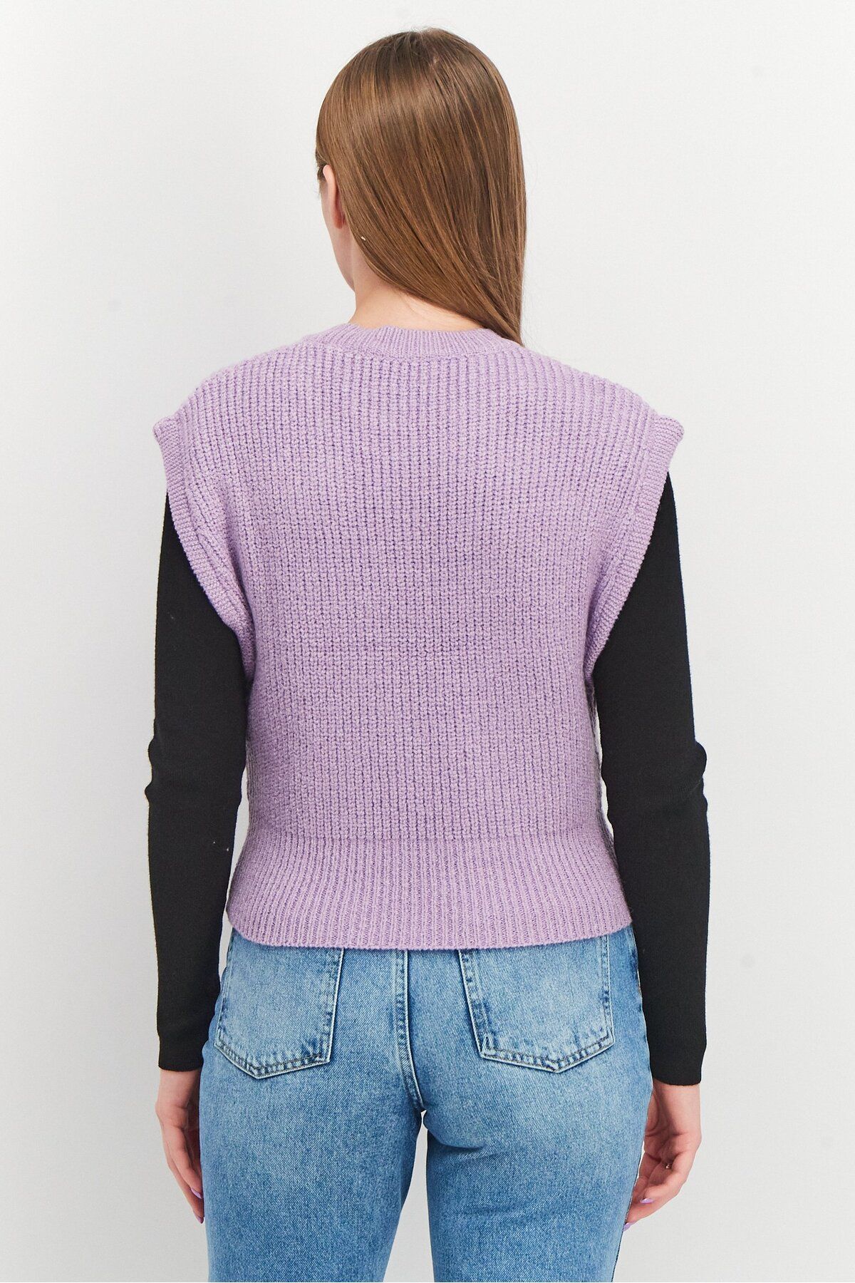 NA-KD-Women Crew Neck Knitted Sweater Vest, Light Purple 2