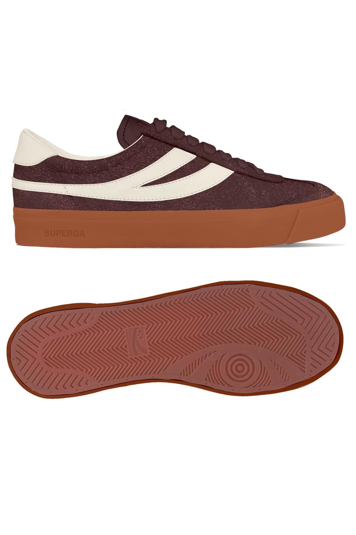 کفش ورزشی 4834 Club S Swallow Suede Unisex قهوه ای-سفید پایین بالا Superga