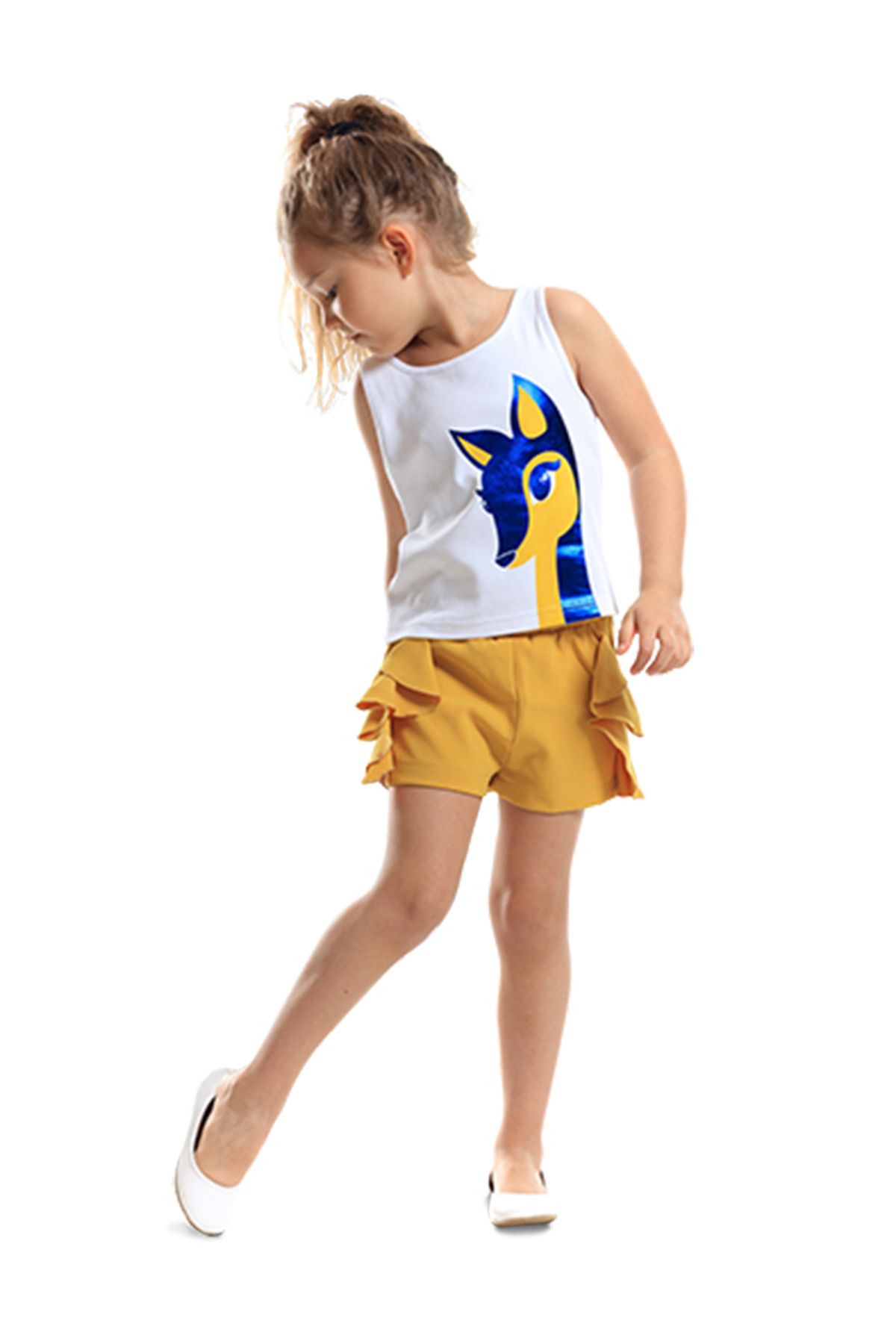 Denokids-Ceylan Girl's T-shirt Woven Shorts Set 1