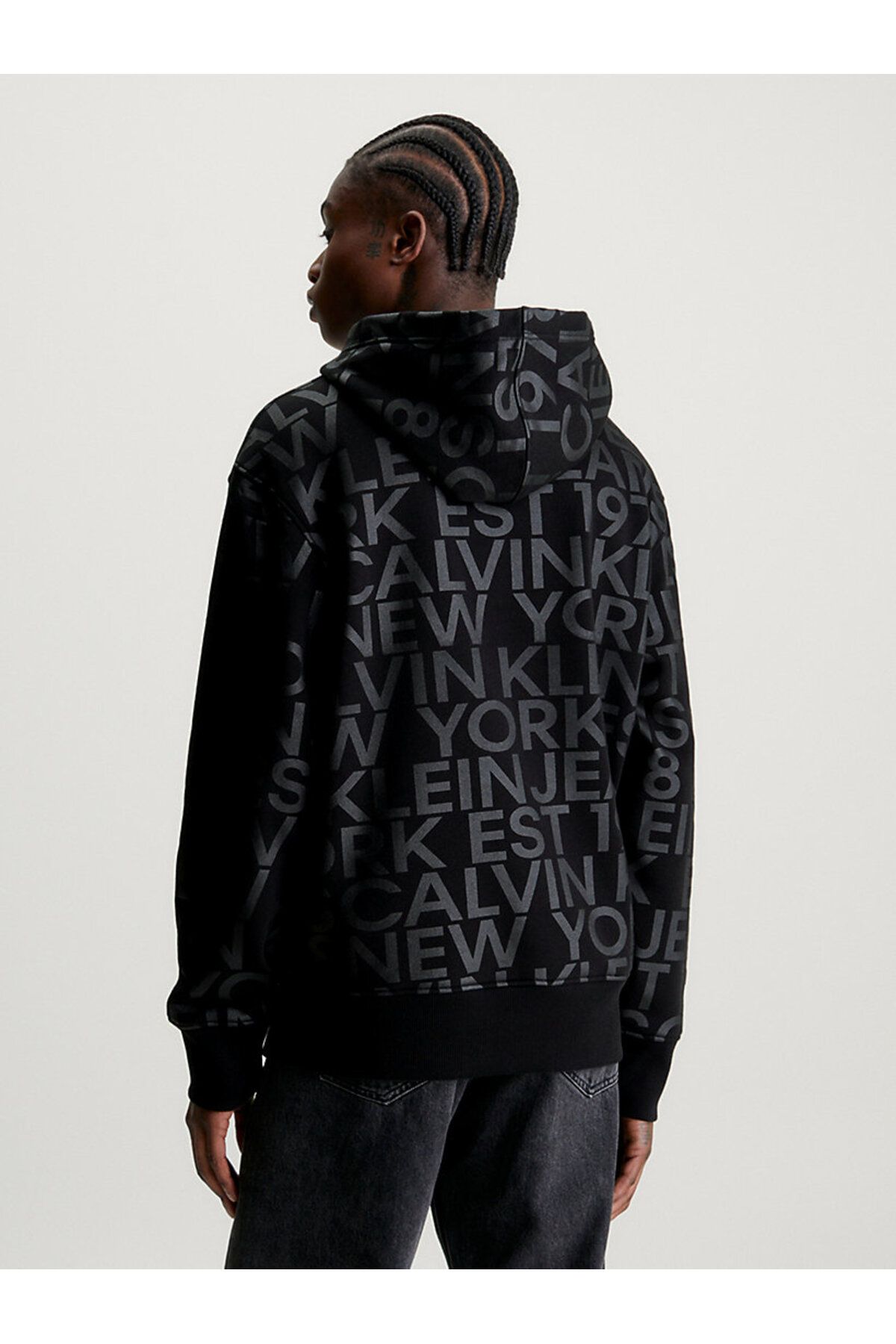 سویشرت مشکی مردانه آرم AOP Hoodie اورجینال Calvin Klein