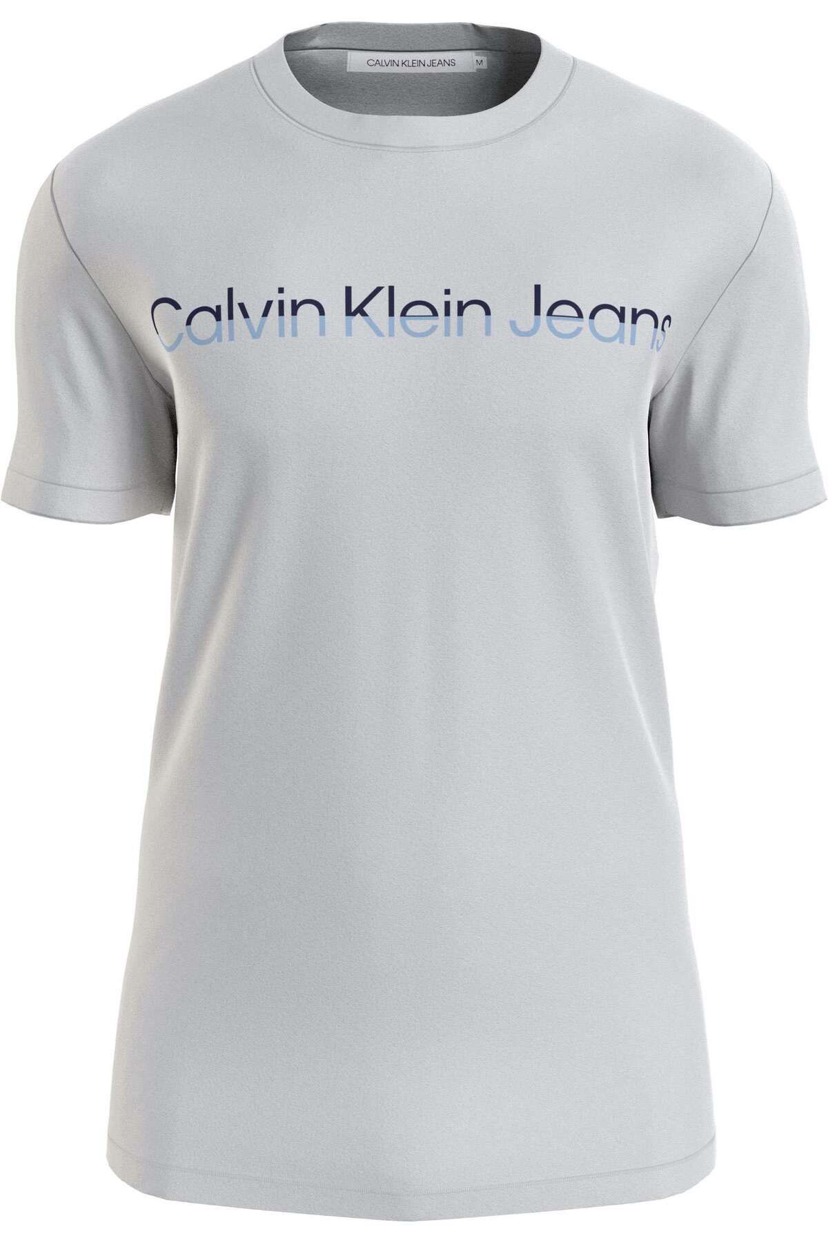 تی شرت خاکستری مردانه آرم نهادی مختلط اورجینال Calvin Klein