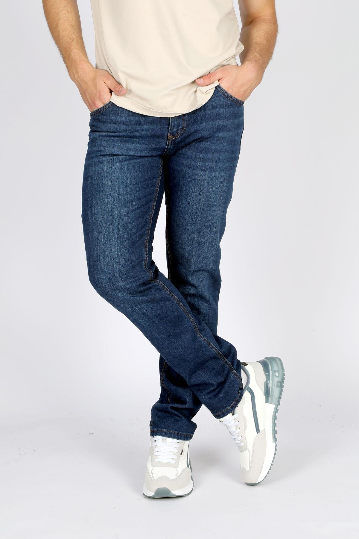 Lee Cooper  Rico Yüksek Bel Normal Kesim Düz Paça Mavi Erkek Jean Pantolon - Görsel 5