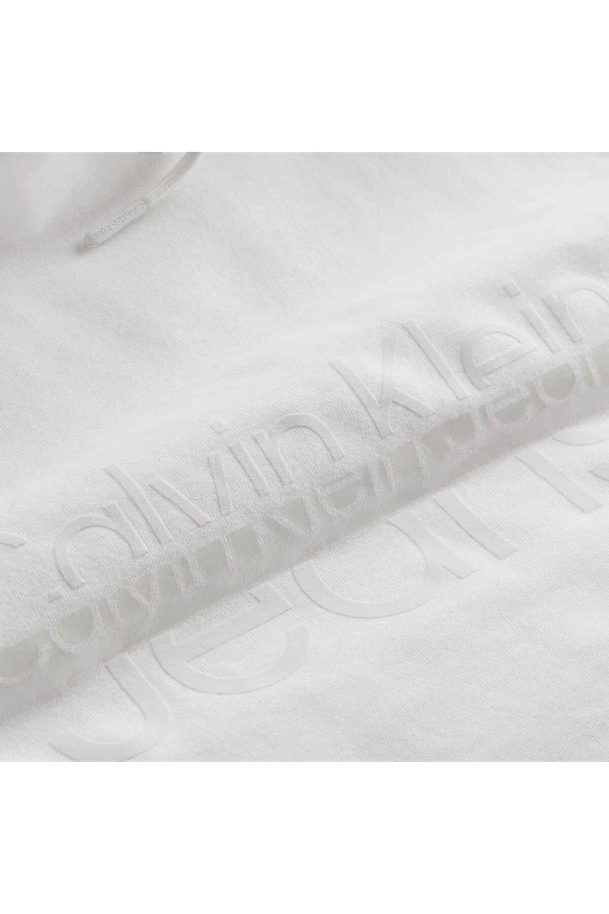 سویشرت سفید مردانه هود آرم لاک مختل شده Calvin Klein