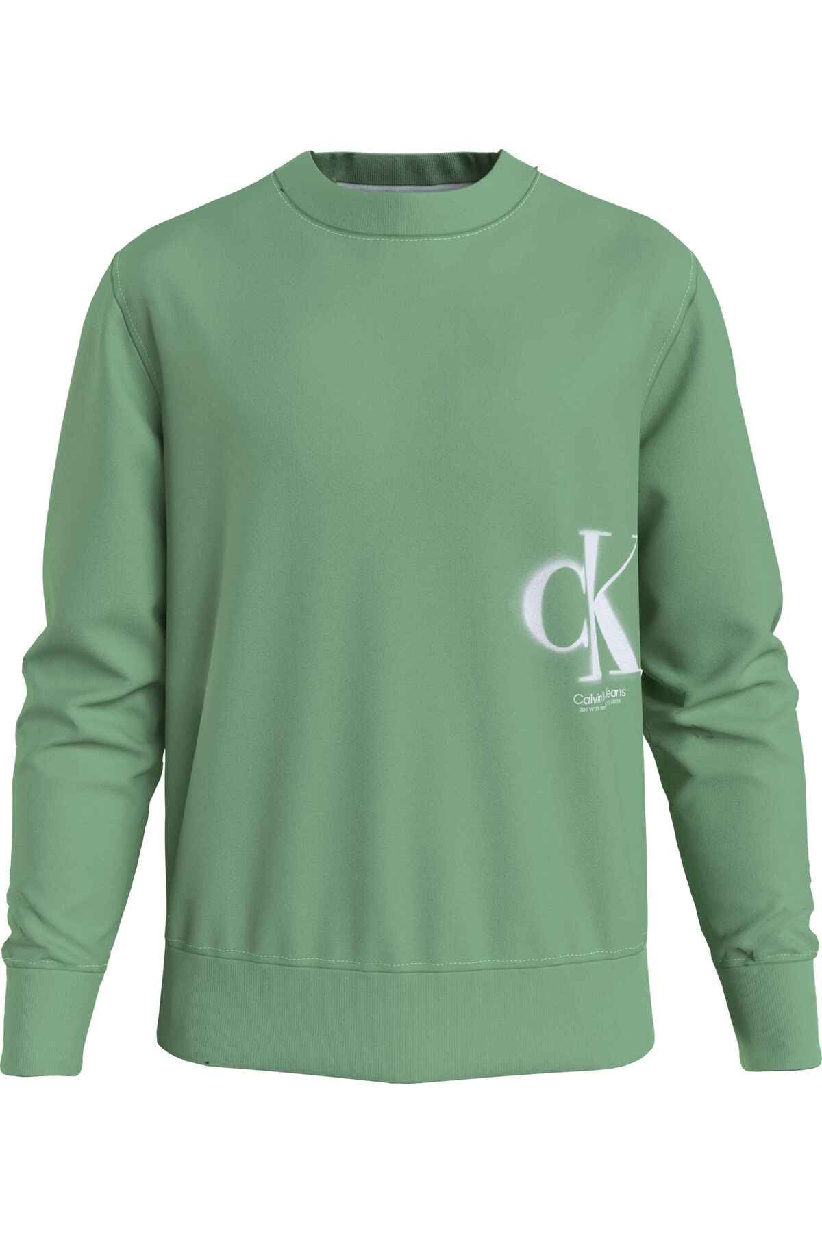 سویشرت سبز مردانه گردن خدمه اسپری CK اورجینال Calvin Klein