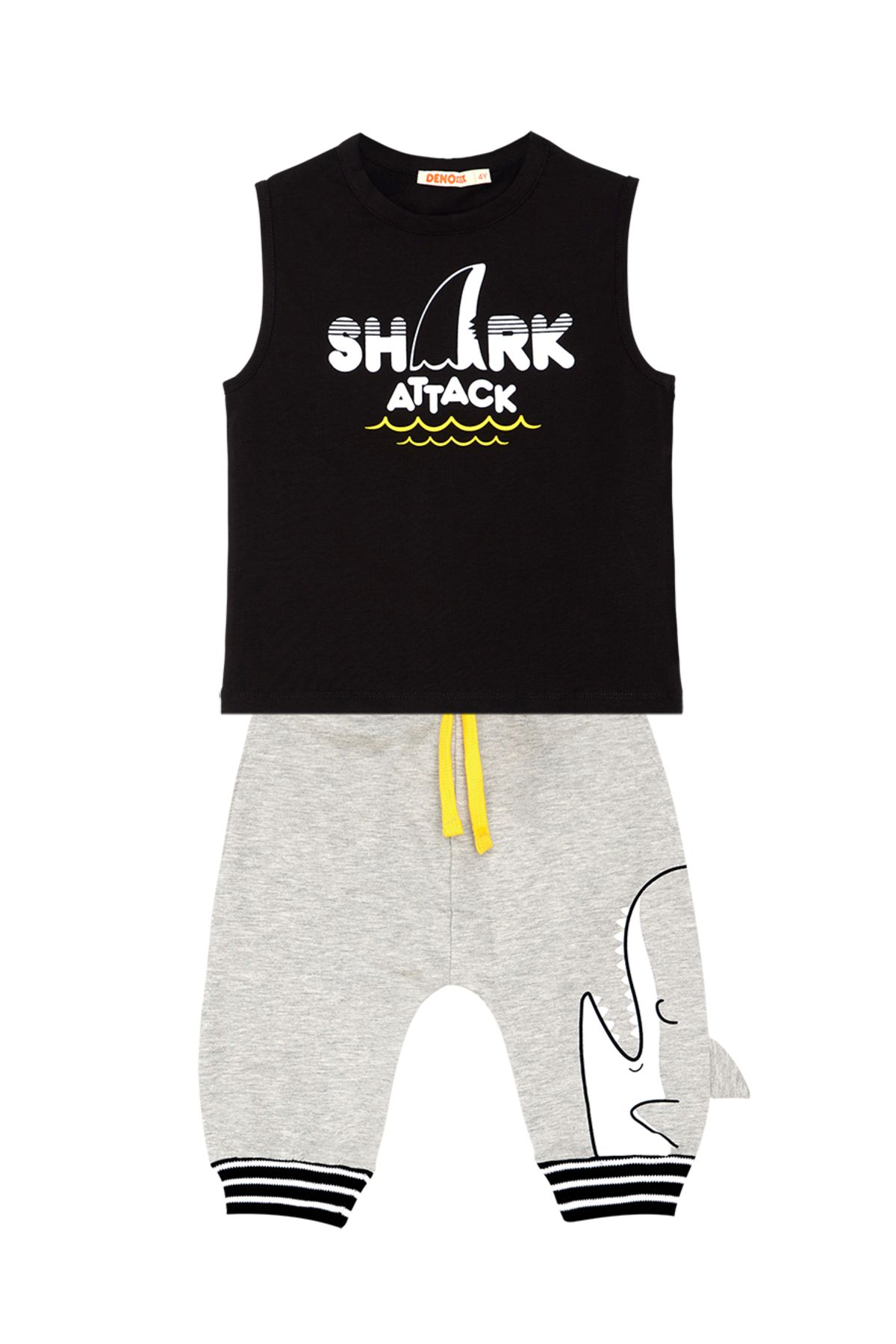 Denokids-Shark Attack Boy Tričko Capri Shorts Set 3