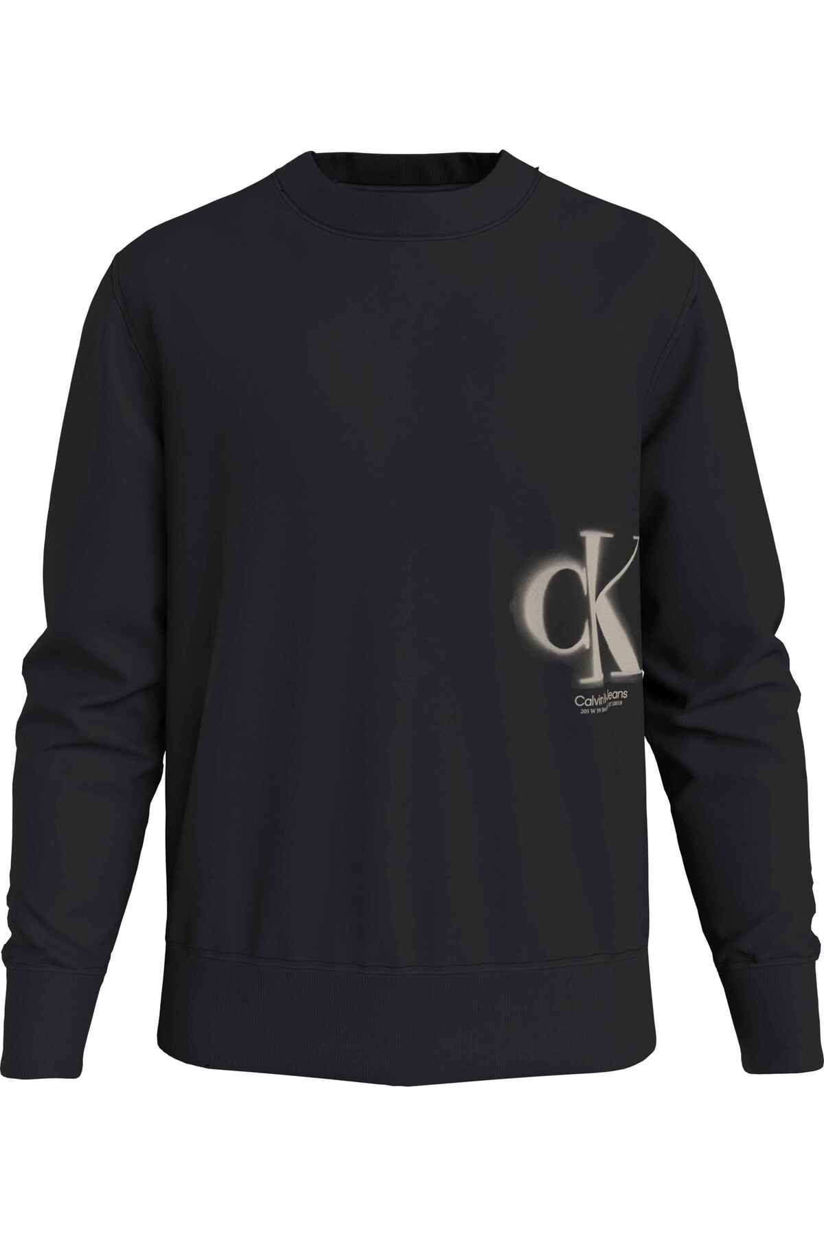 سویشرت مشکی مردانه گردن خدمه اسپری CK اورجینال Calvin Klein
