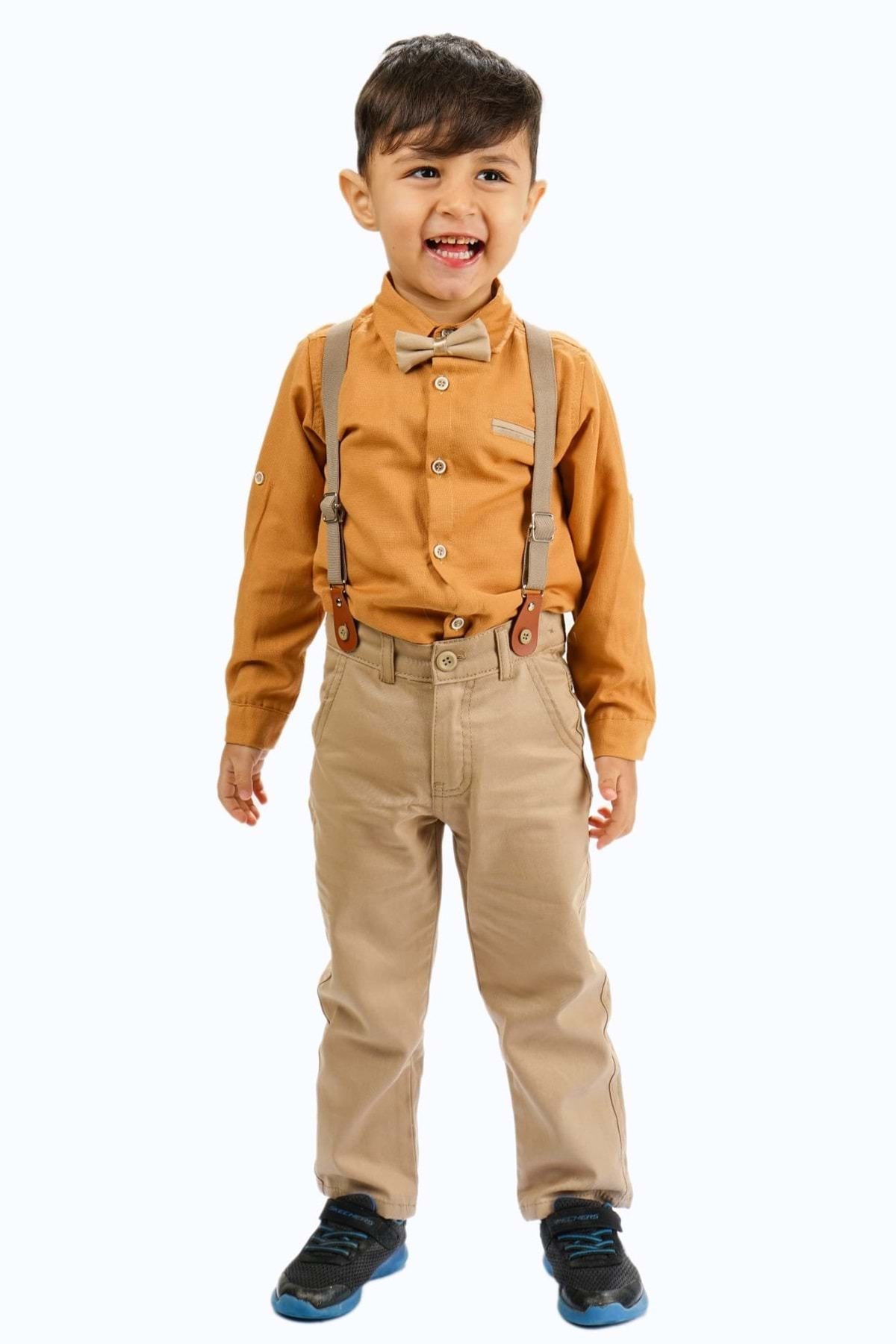 Mnk Baby&Kids Oxford Gömlek Uzun Pantolon Erkek Çocuk Takımı MNK0302 HARDAL fotoğrafı 4 (önizleme)