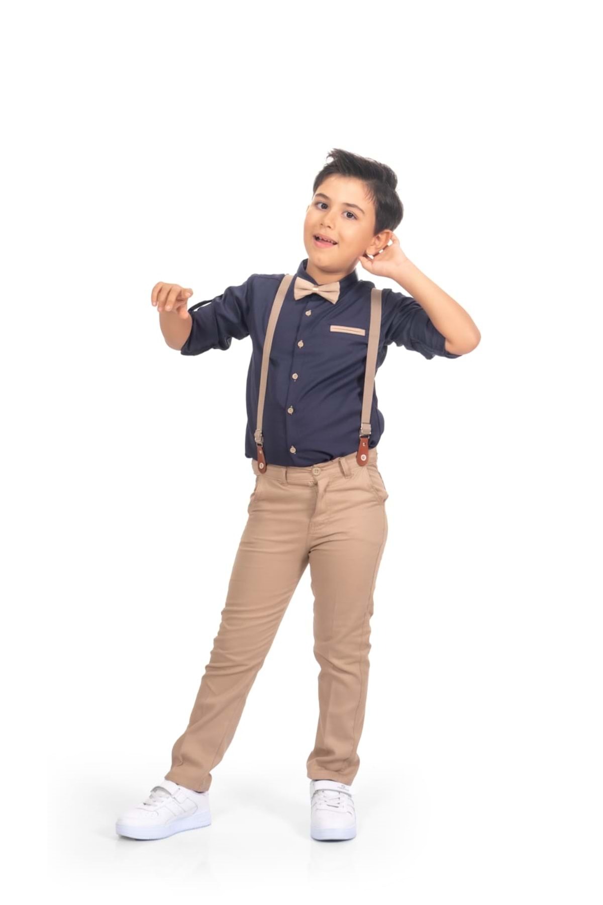 Mnk Baby&Kids Oxford Gömlek Uzun Pantolon Erkek Çocuk Takımı MNK0302 LACİVERT fotoğrafı 3 (önizleme)