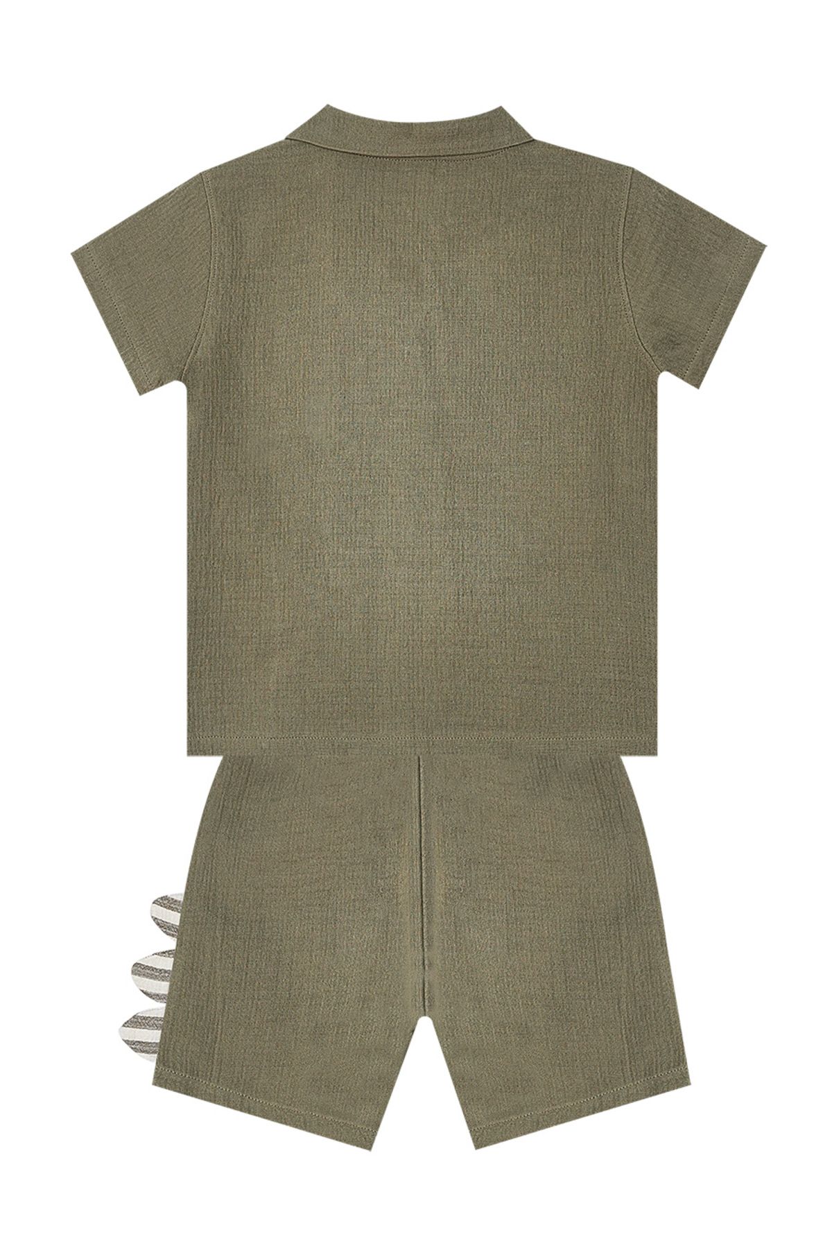 Denokids-Baby Boy Dino Muslin Shorts and Shirt Set 4