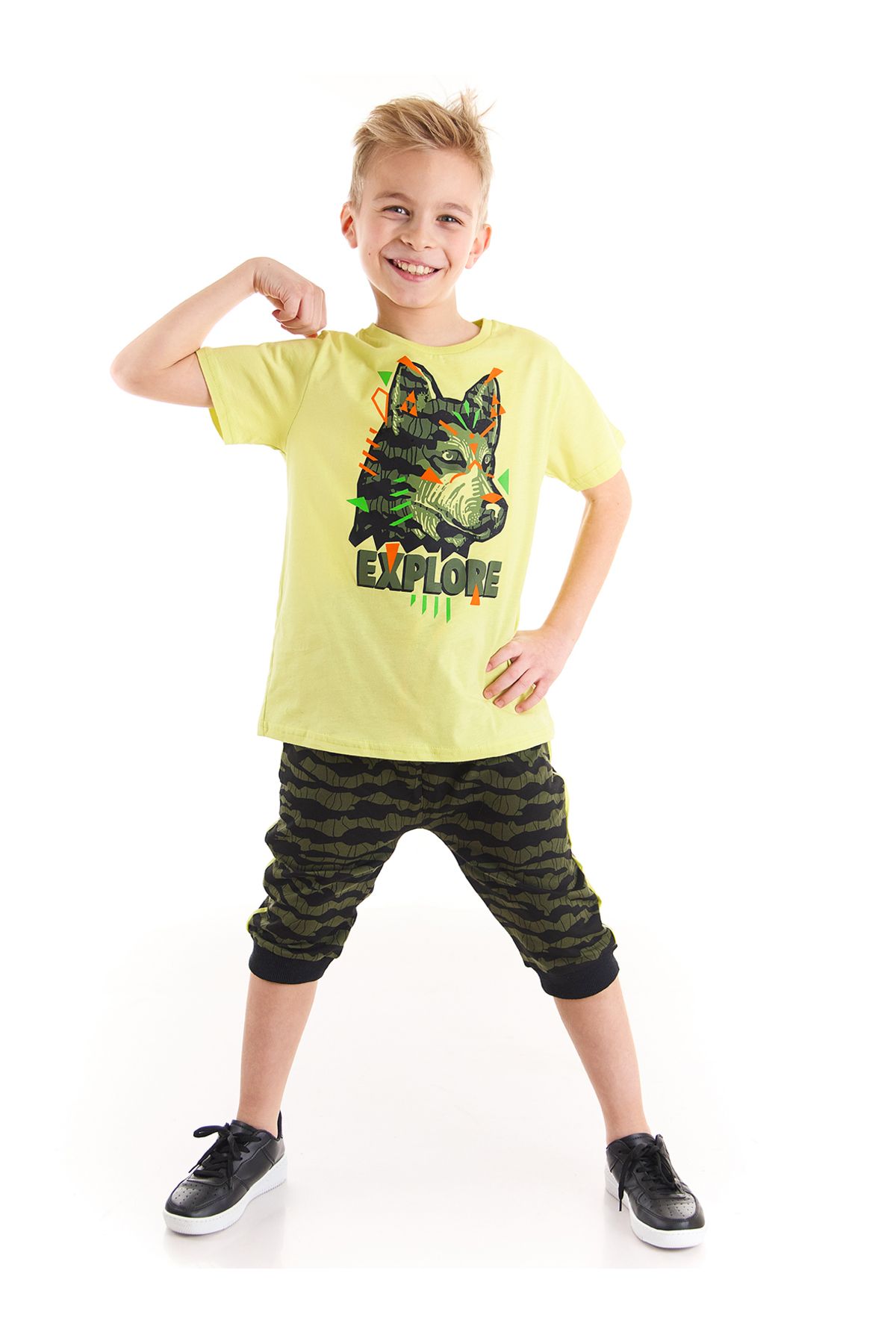 MSHB&G-Explorer Wolf Junge T-Shirt Capri Shorts Set 1