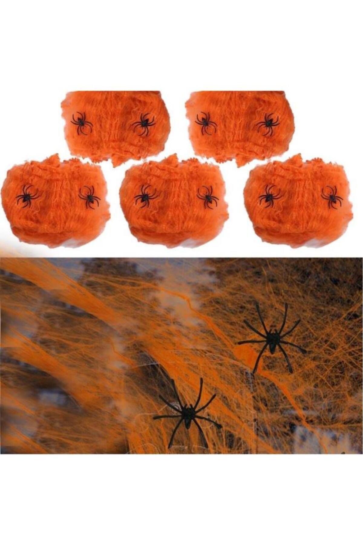 BeySüS Halloween Cadılar Bayramı Turuncu Renk Örümcek Ağı Seti